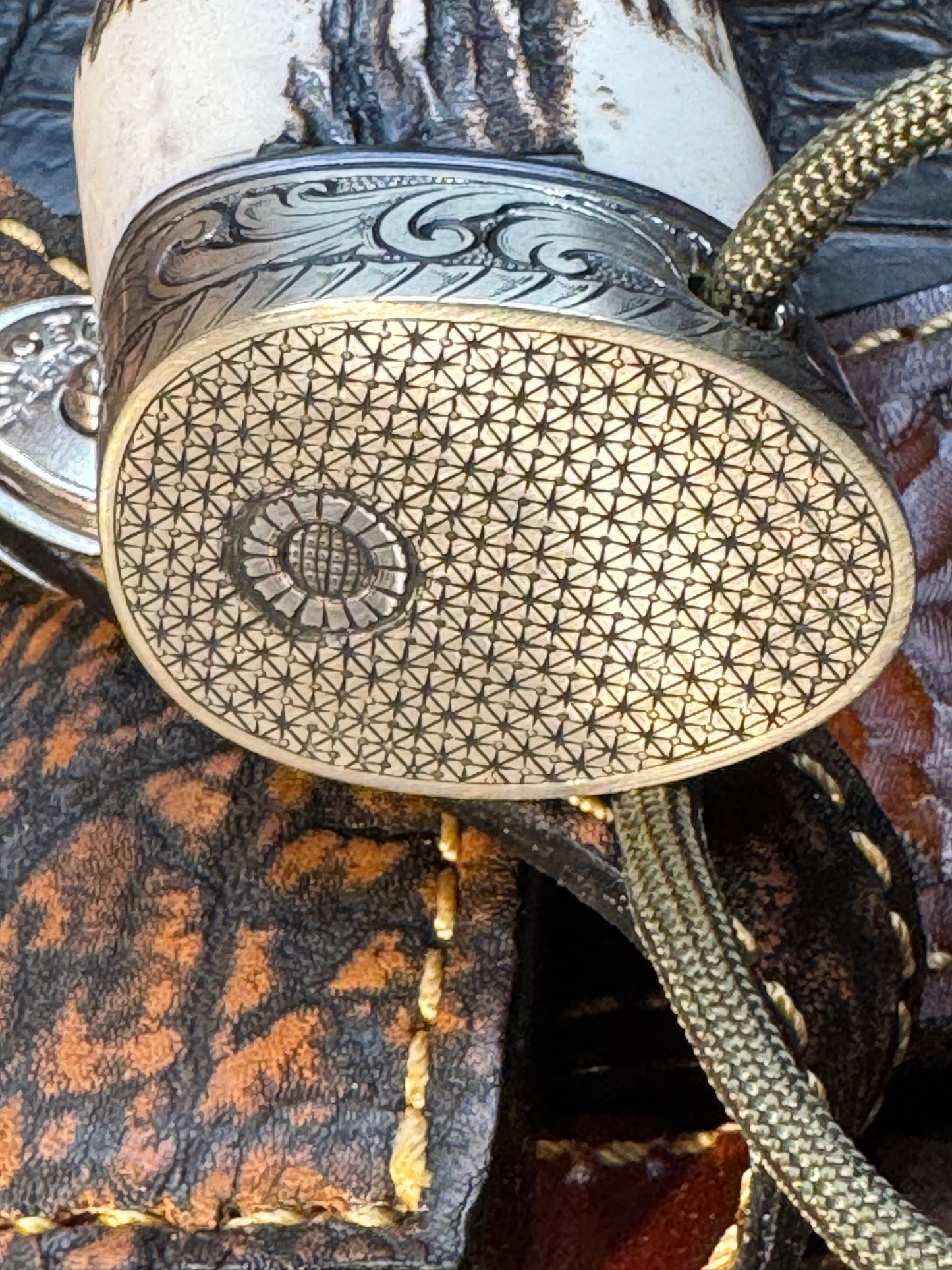 New Randall Knife Large Sasquatch with Killer Stag Purdue Engraved Nickel Silver Hilt + Buttcap