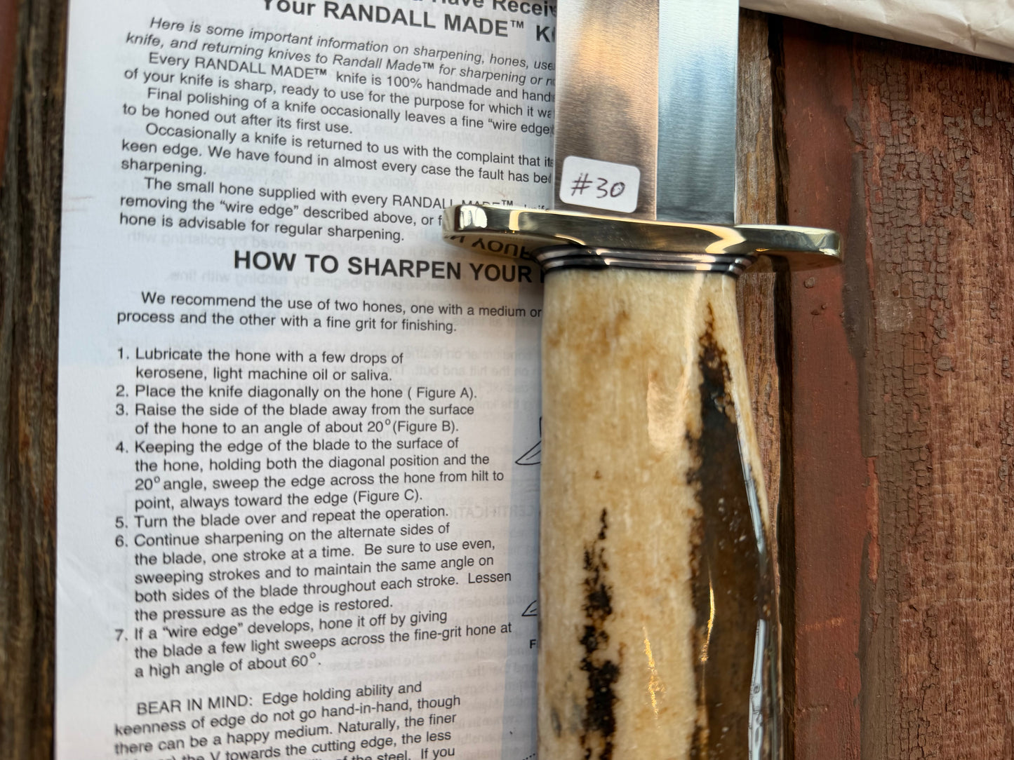 New in Paper Randall Model 12-13 Thorp in a Huge piece of Fossil Walrus Ivory. Nickel Silver Hilt and Butt cap.