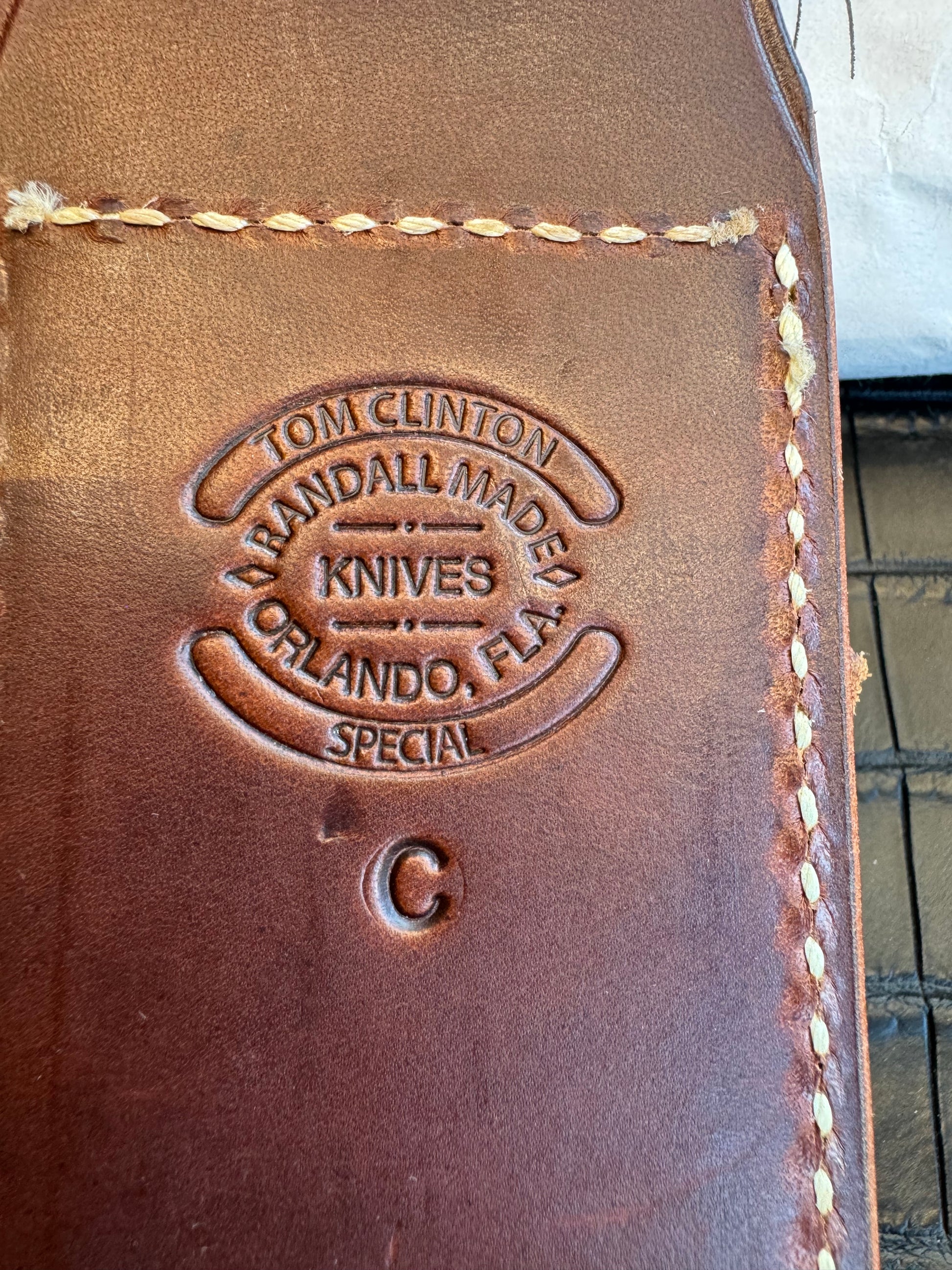 New in Paper Randall Knife Clinton Special TC Nickel Hilt Stainless Steel Cedar Wood Handle.