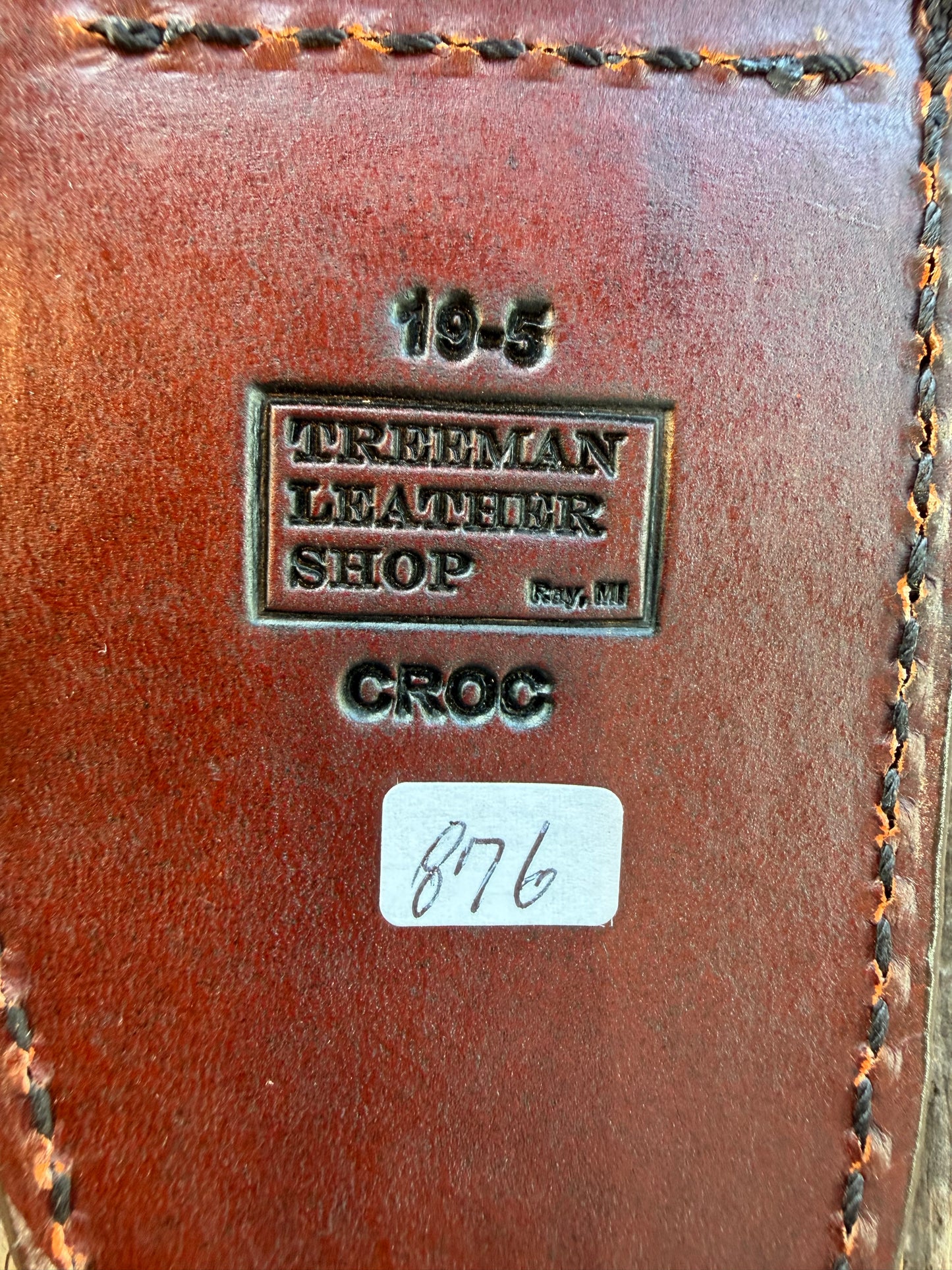 New Randall Model 19-5 Anus Sheath in Exotic Dark Brown Crocodile from Treeman with the newest Black Canteen snap.