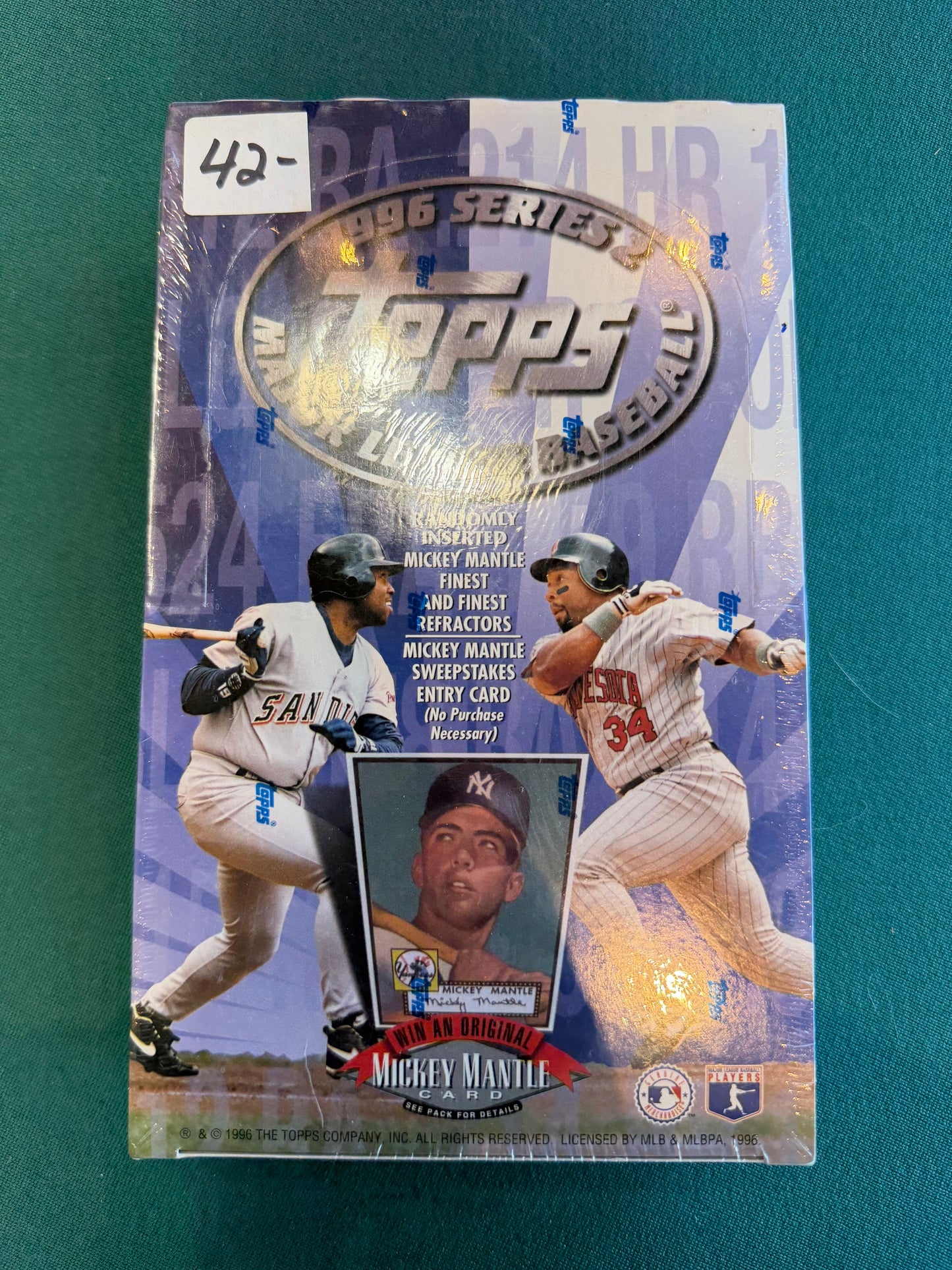 1996 TOPPS BASEBALL SERIES 2 FACTORY SEALED HOBBY BOX 36 PACKS MANTLE INSERTS REFRACTOR