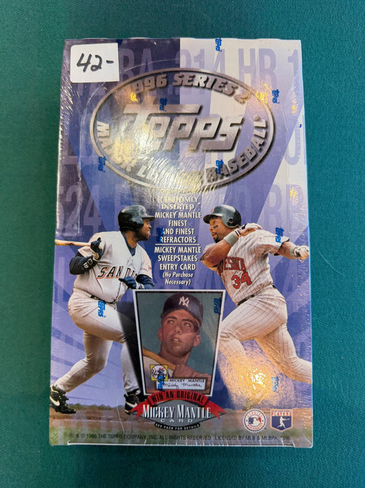 1996 TOPPS BASEBALL SERIES 2 FACTORY SEALED HOBBY BOX 36 PACKS MANTLE INSERTS REFRACTOR