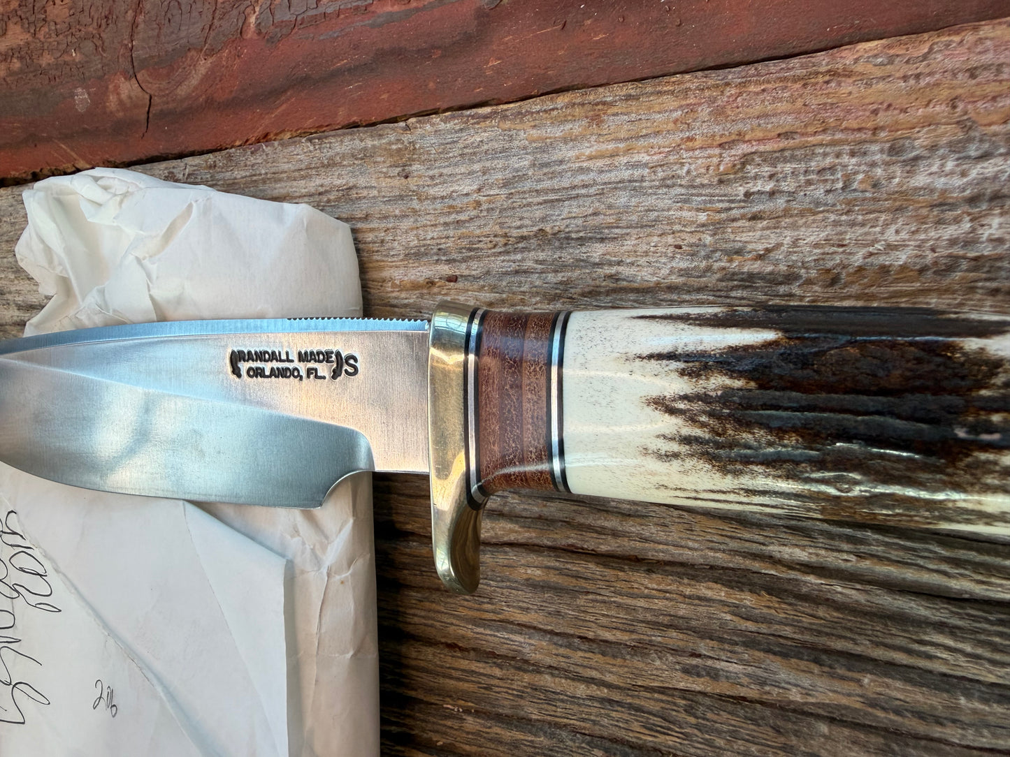 New in paper Randall Knife Model 25-5 Trapper in Stag Leather Handle Stainless Blade, NSH (Copy)