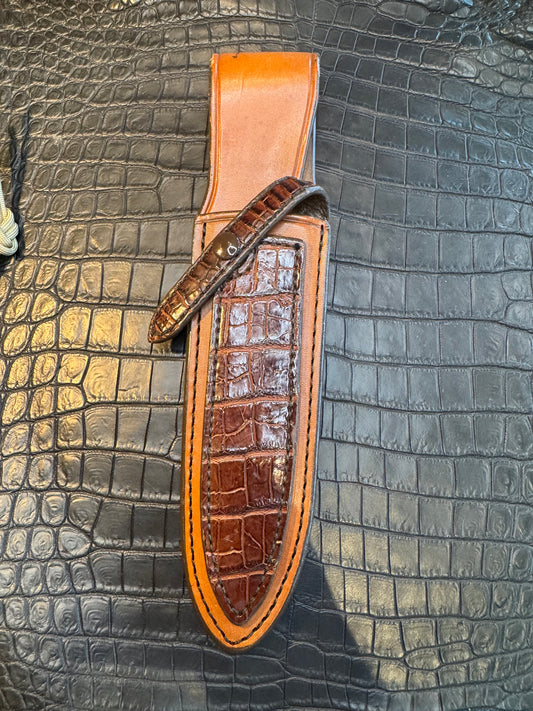 Randall Model Clinton Special Sheath in Exotic Brown Crocodile Custom Made at Sullivan’s by Gutcher.