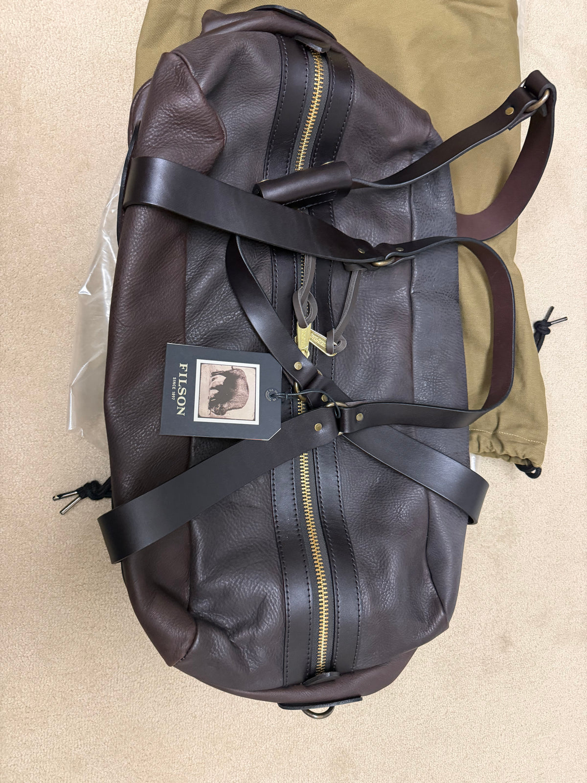 FILSON HERITAGE LEATHER MEDIUM DUFFLE BAG BALLARD BROWN OS NWT