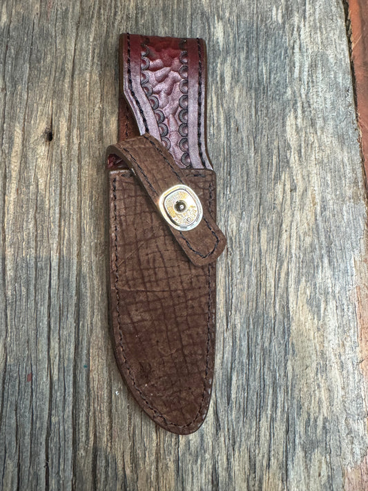 Randall Model 23 Sheath in Exotic Chocolate Hippo from Treeman.