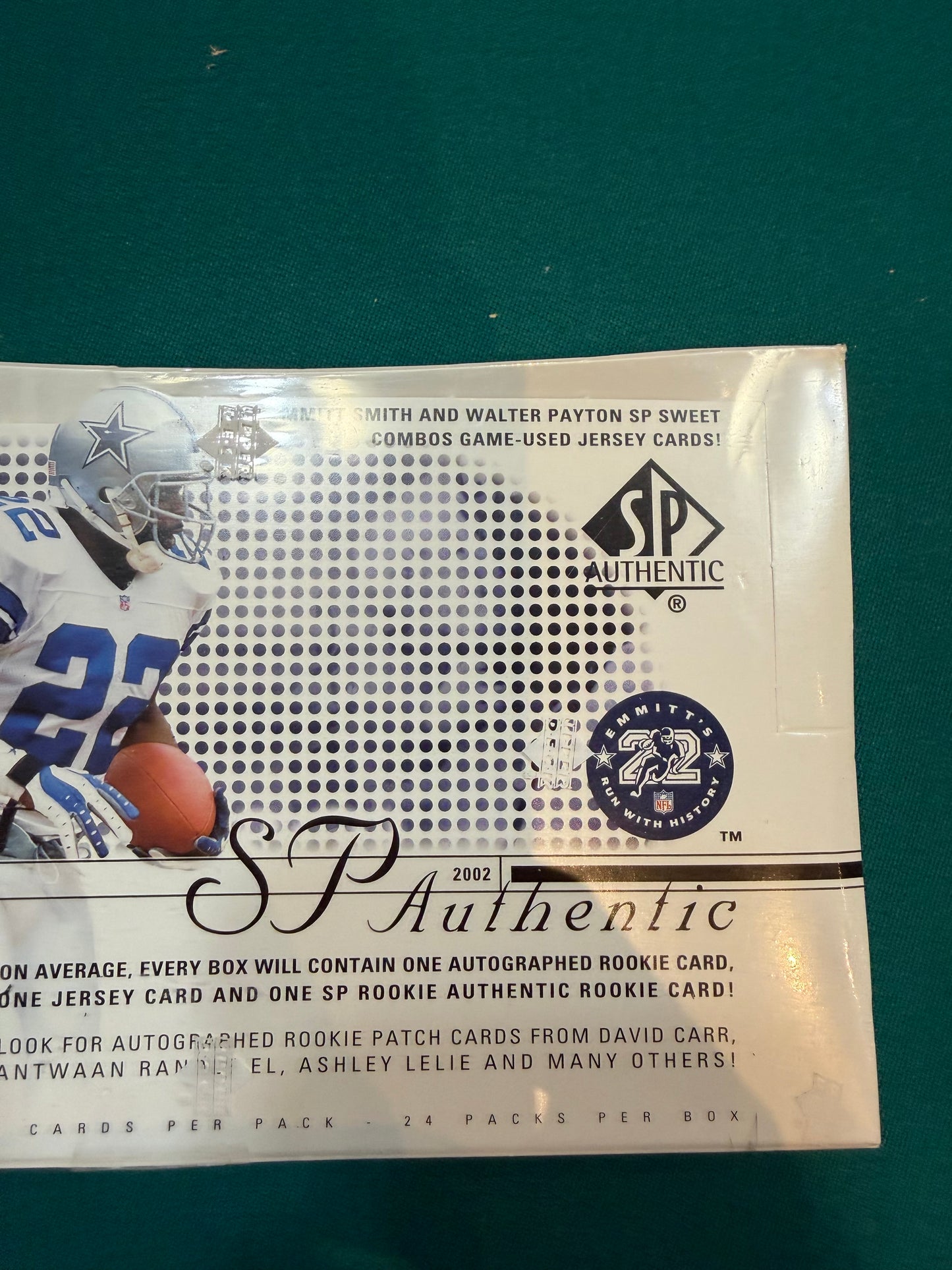 2002 SP Authentic Football Sealed Hobby Box - 24 Packs 5 cards per pack.
