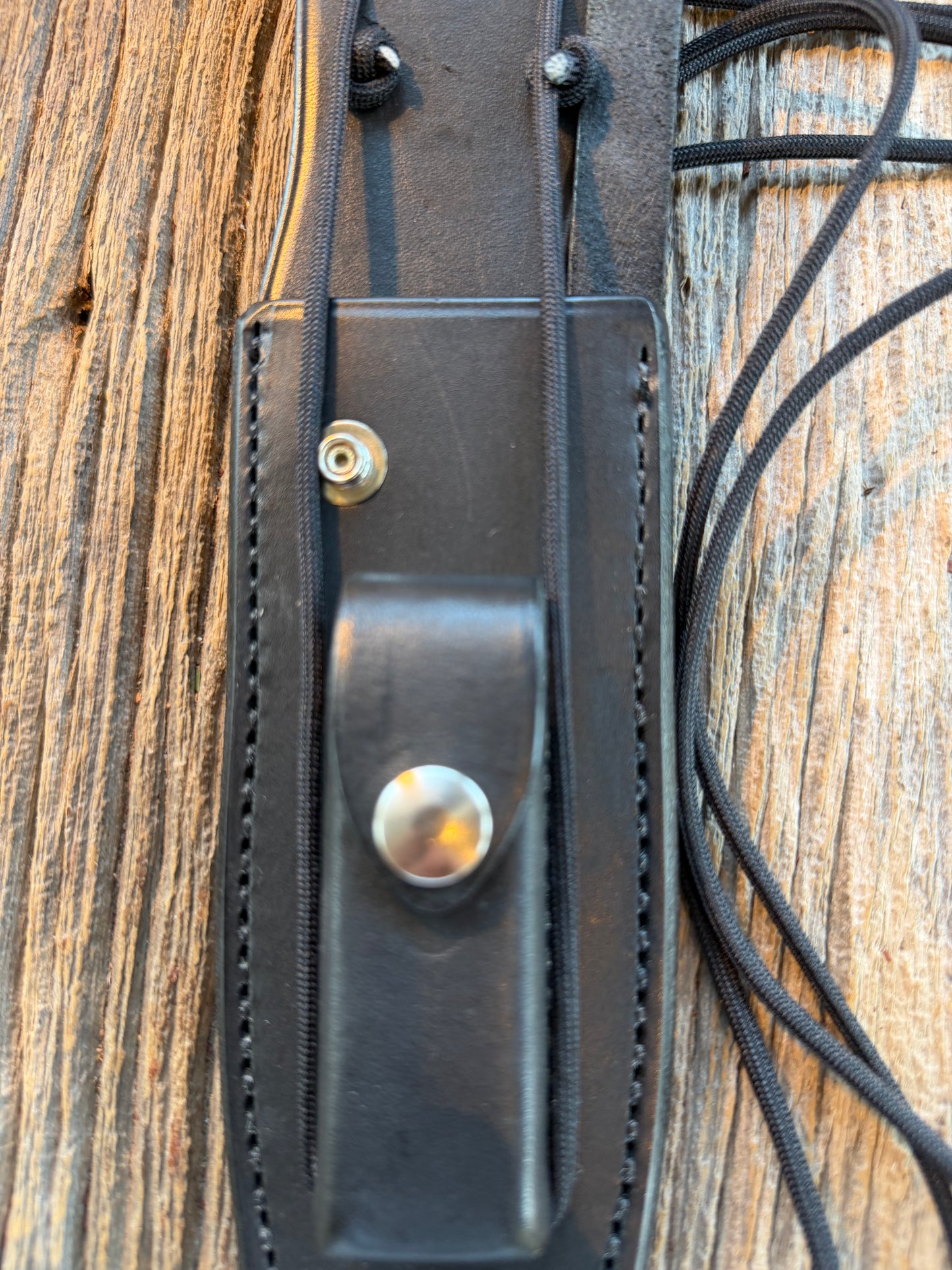 New Randall Sullivans by Gutcher Black Leather Knife Sheath Model Buxton with Sharpening Stone.