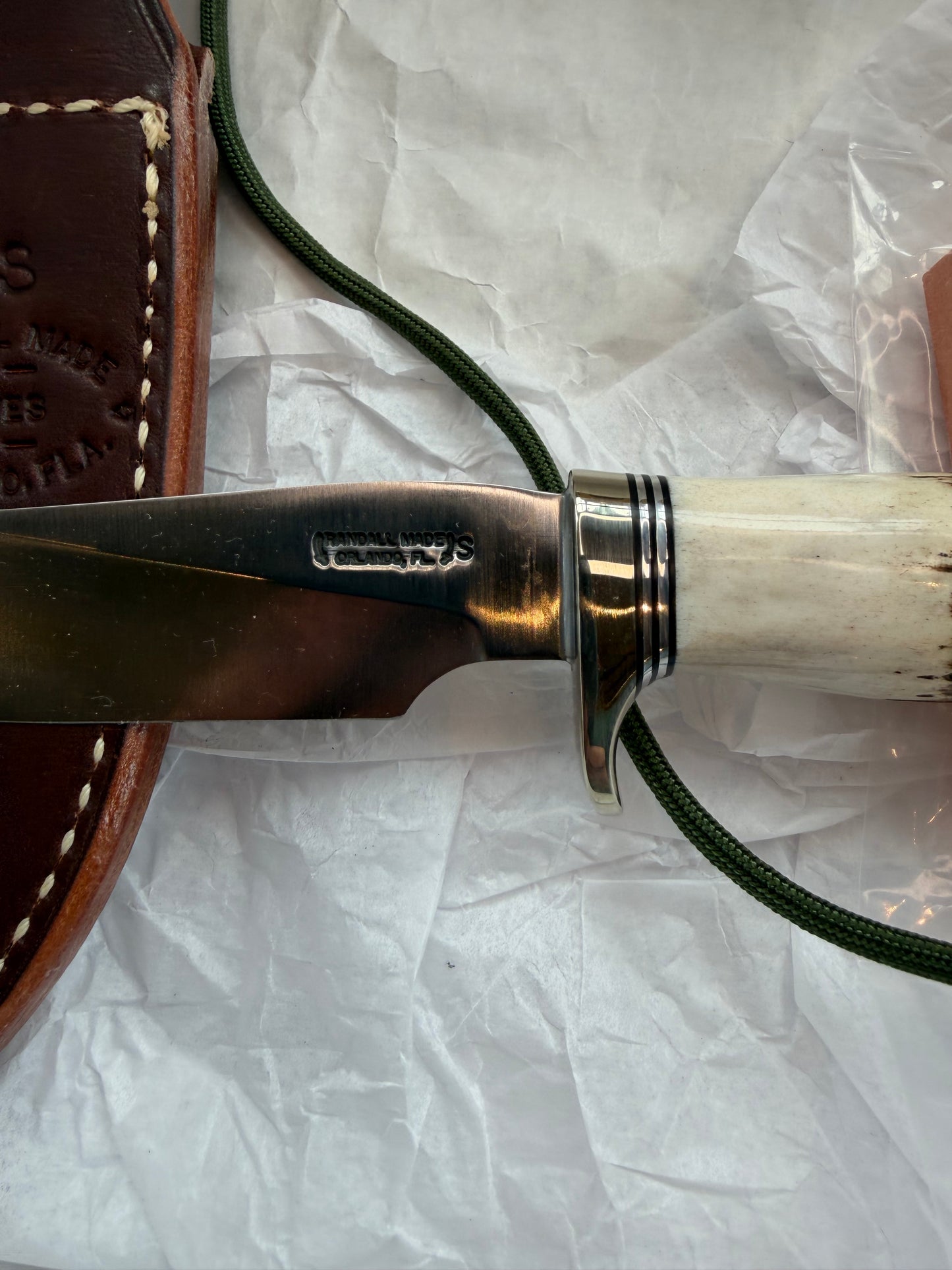 New in Paper Randall Made Knife Model Denmark Special Stainless Nickel Hilt, Wrist thong.