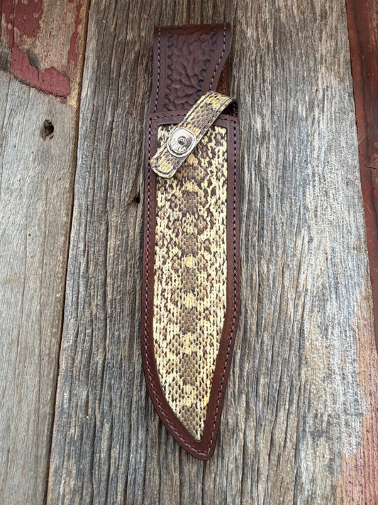 Randall Model 12-9 Sheath in Exotic West Texas Yellow Gopher Snake from Treeman Sheaths.