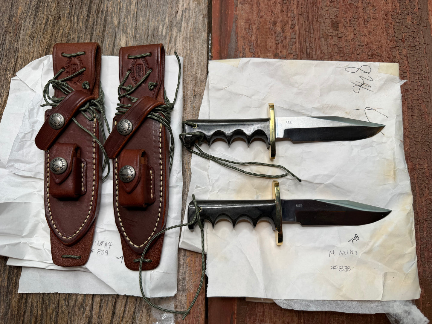 New in Paper a Pair of Sequentially numbered Randall Made Knife Mini Model 14’s Attack Knife Black Micarta SN # 838 and # 839