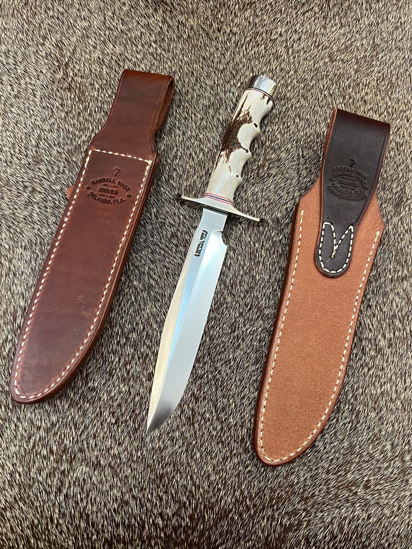 New in Paper Randall Knife Model 1-7 Korean War 75th Anniversary Commemorative 1 of 50 made, Stag finger grooves.