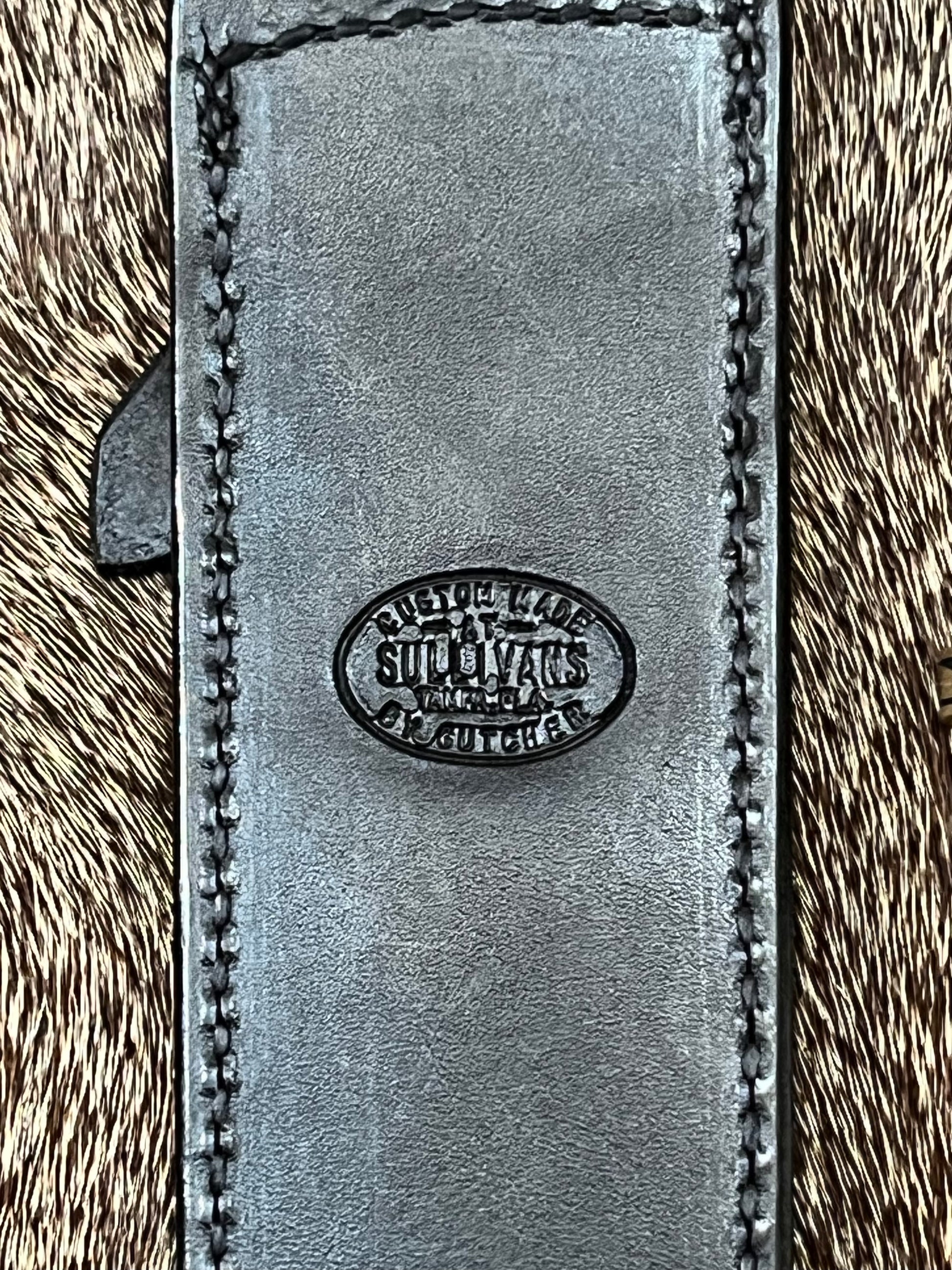 Model 1-7” All Purpose Fighting Knife, Engraved by Master Engraver Jere Davidson with Fine Silver Inlays, comes with Custom Black Leather Tooled Gutcher Sheath