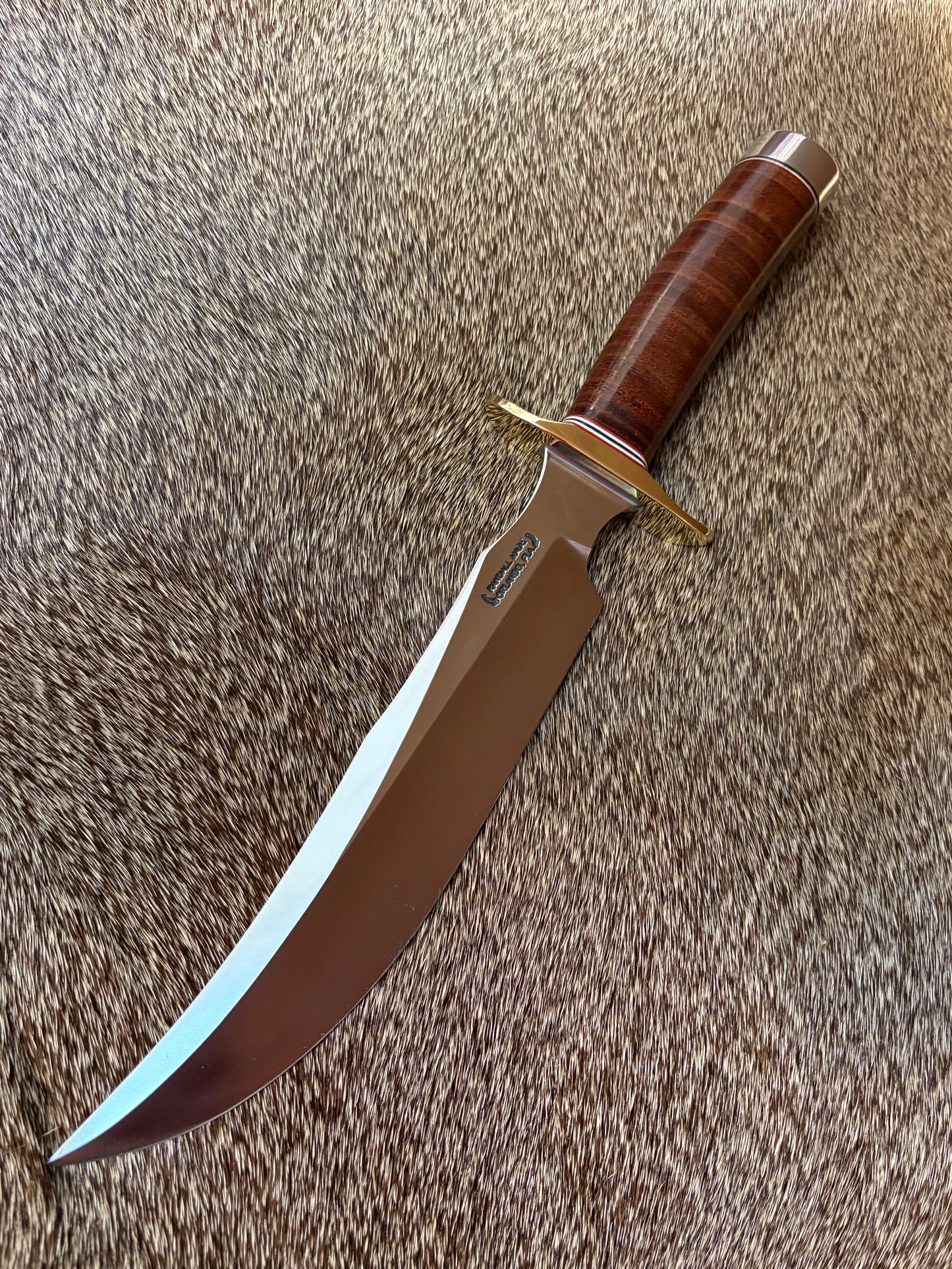 Model 4-8” Randall Knife Society Fighter, designed after a WWII Fighter, only 384 in Leather