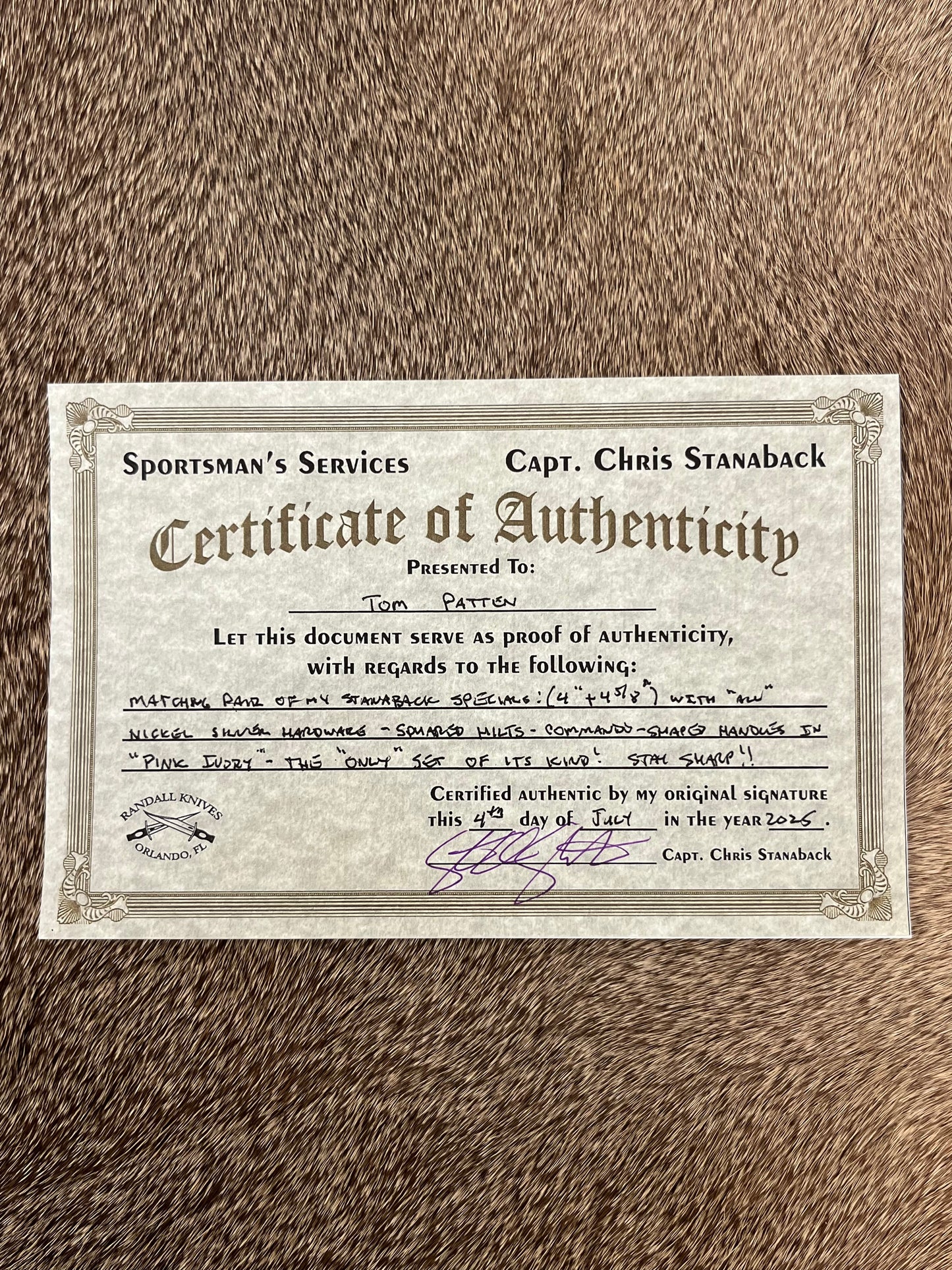 Pair of Stanaback Specials           RKCC Limited 1 of 40th