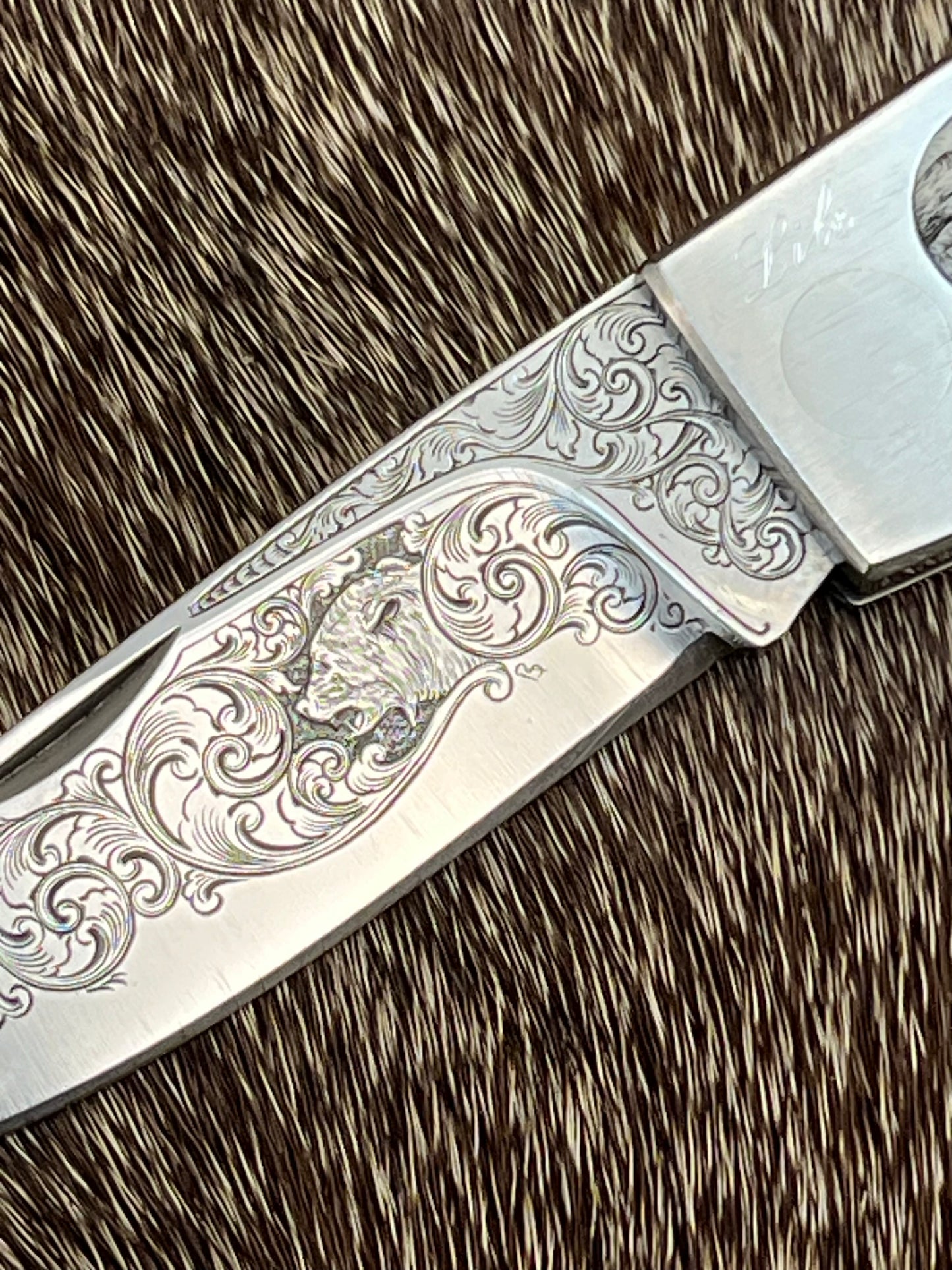 Jimmy Lile Lock Back Folder  Ivory with Engraved Blade