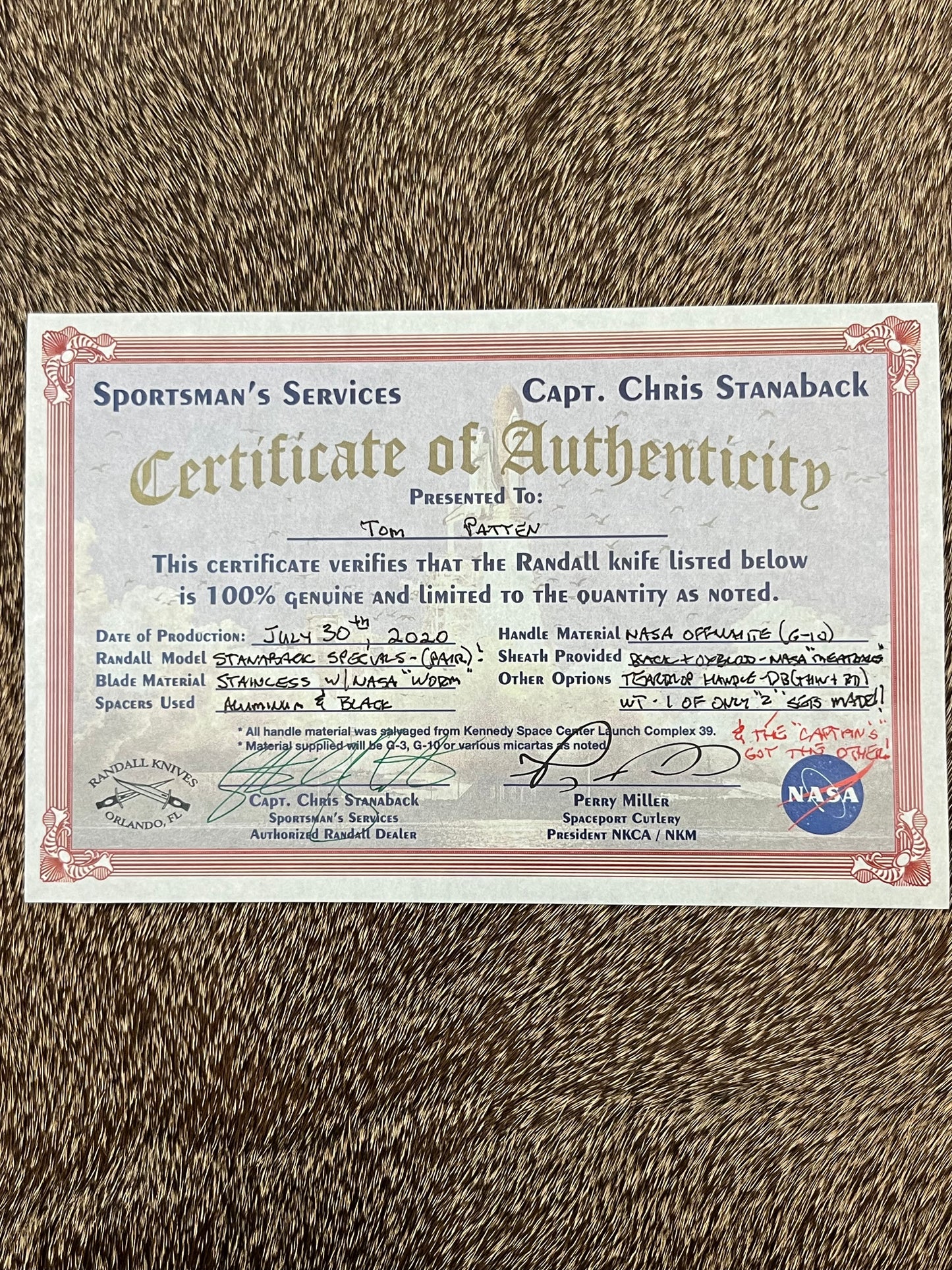 Pair of Stanaback Specials              Only 2 Sets of these where made of NASA Off White G-10