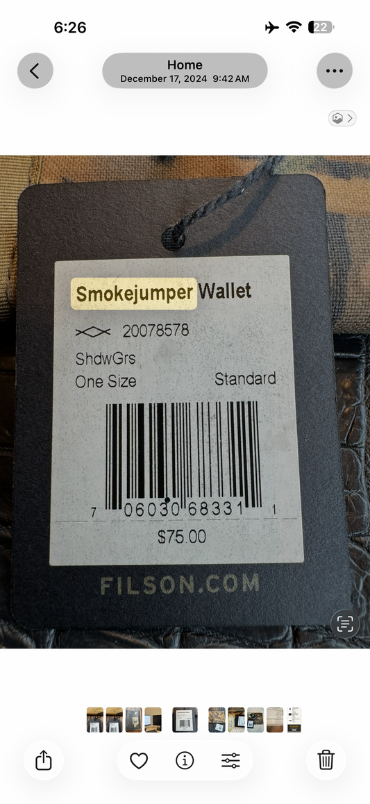 New with Tags Filson Smokejumper Tin Wallet Shadow Grass 20051128