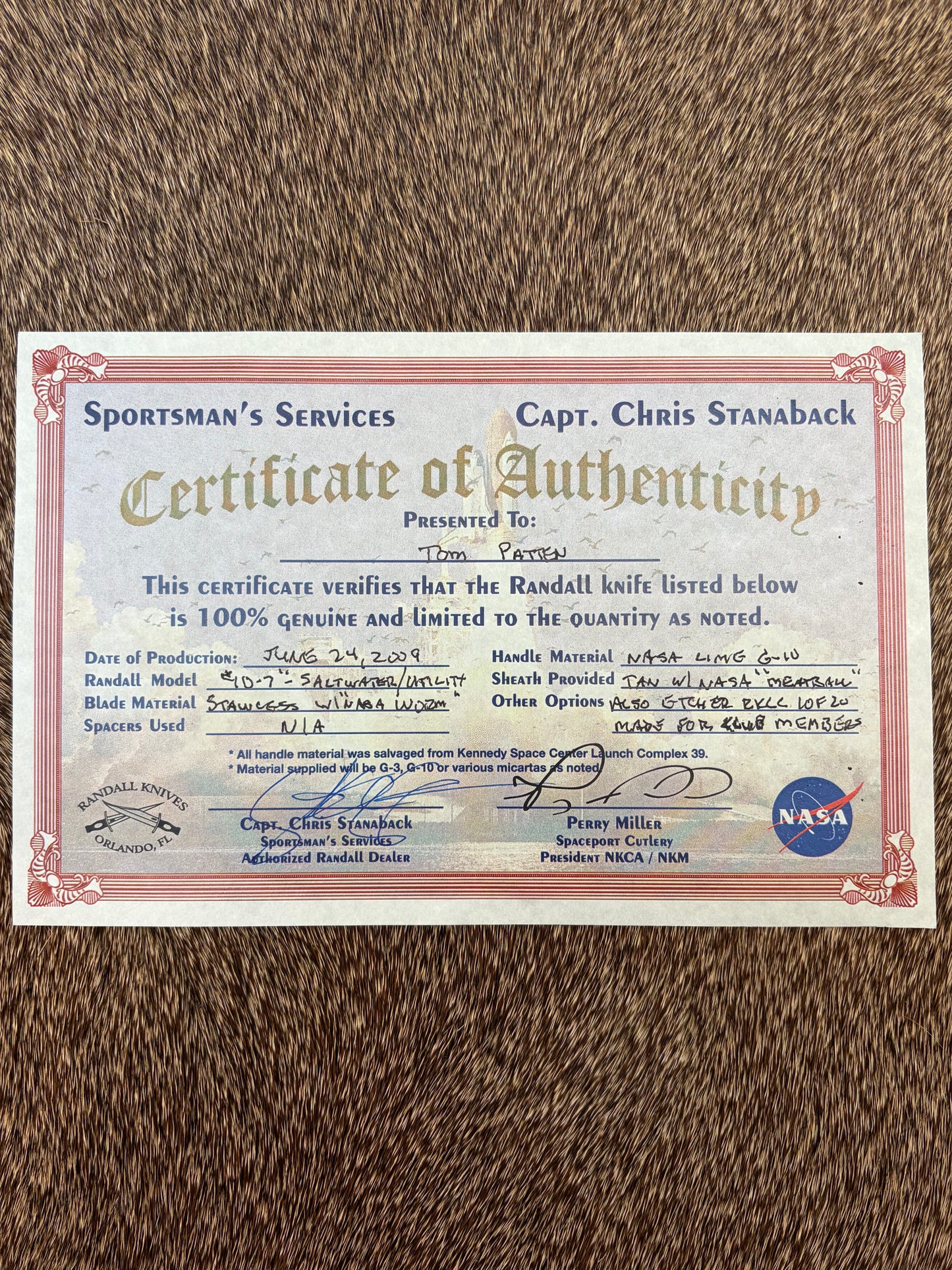Model 10-7” Fisherman & Utility                                     NASA Lime G-10