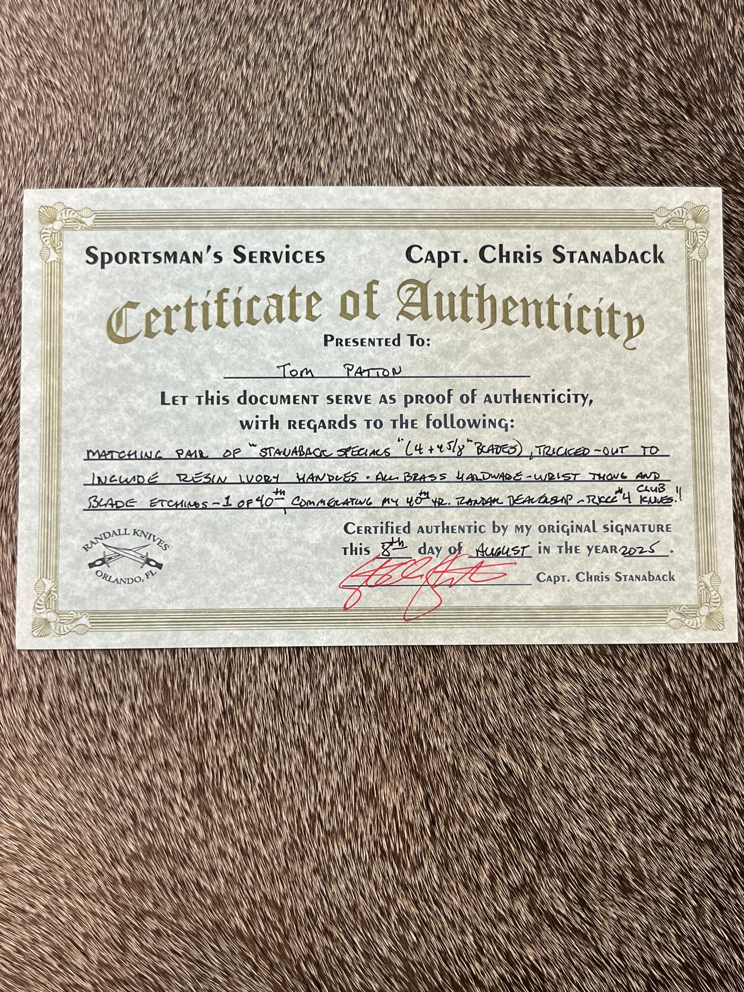 Pair of Stanaback Specials           RKCC Limited 1 of 40th