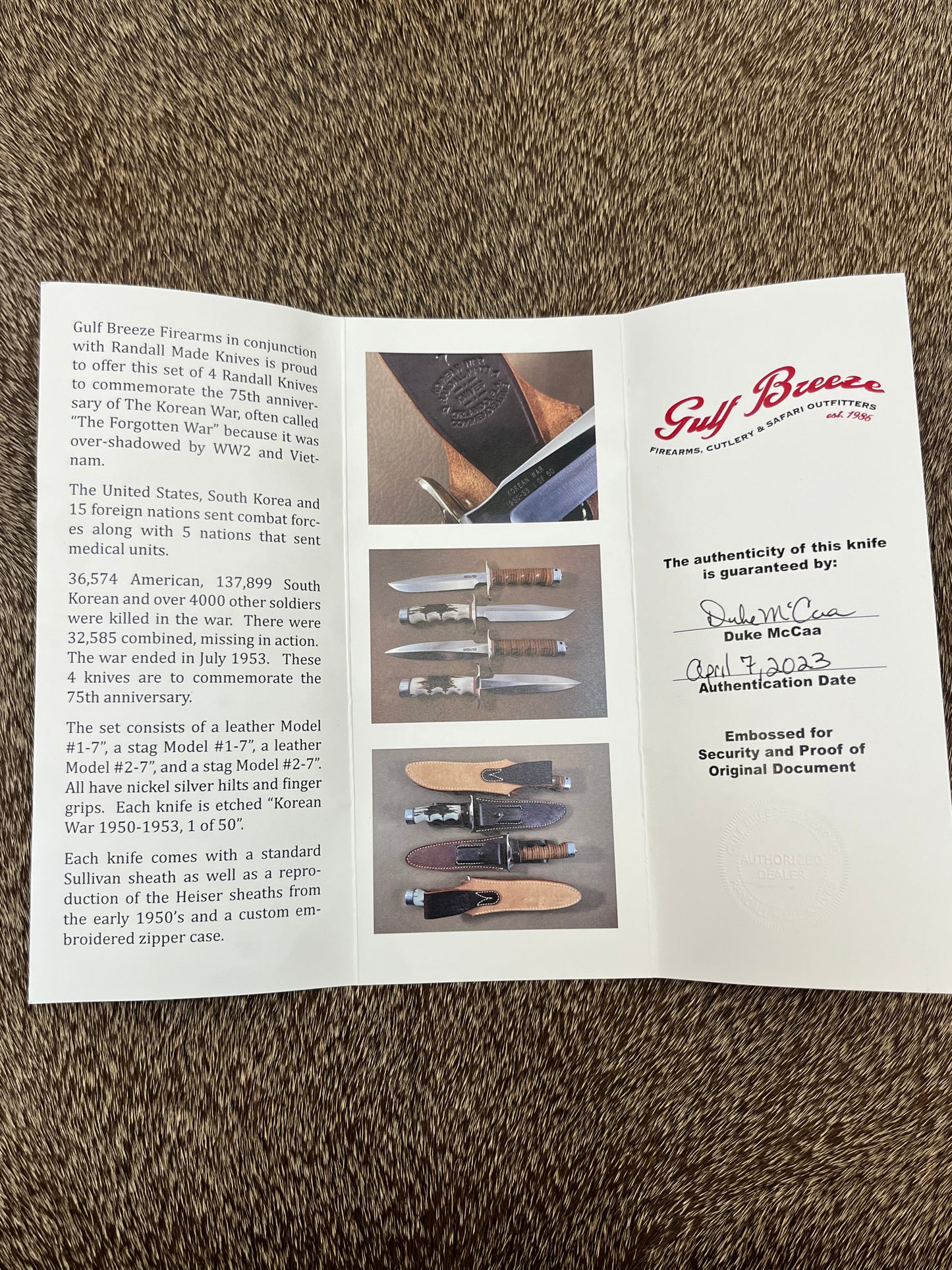 New in Paper Randall Knife Model 2-7 Korean War 75th Commemorative Anniversary1 of 50 made Leather