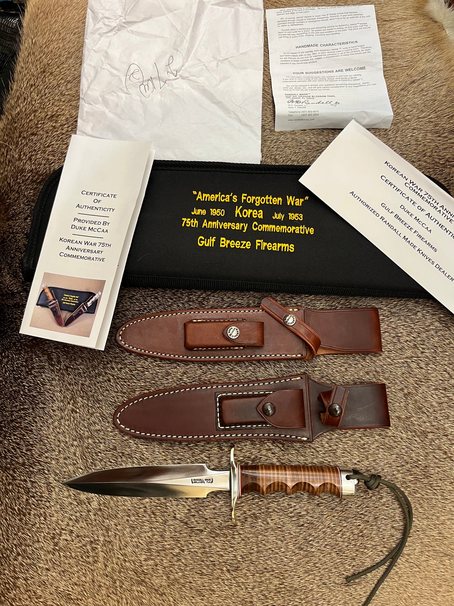 New in Paper Randall Knife Model 2-7 Korean War 75th Commemorative Anniversary1 of 50 made Leather