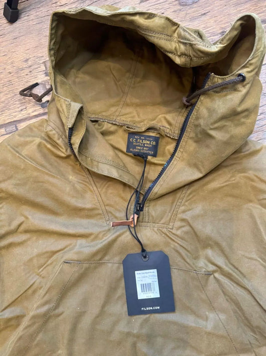 Filson Shelter Cloth Waxed Anorak 20264533 USA Medium Dark Tan Khaki Pullover