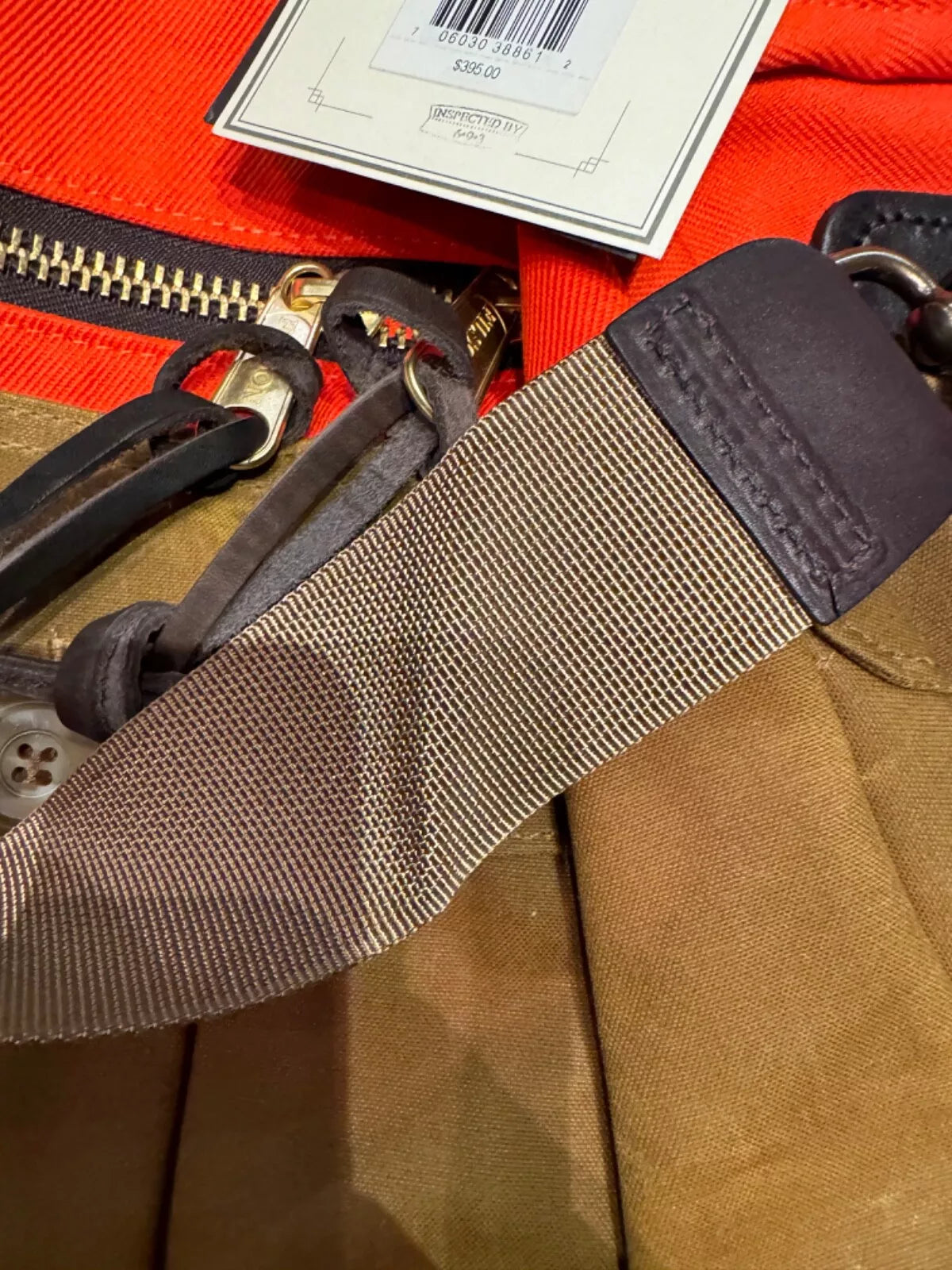 New Unused USA MADE Filson Heritage Sportsman Bag Orange and Dark Tan -11070073