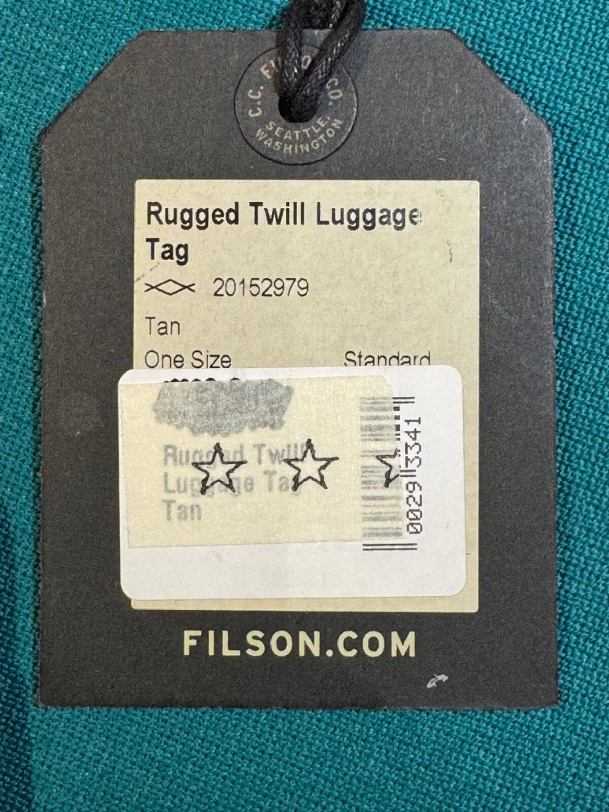 FILSON RUGGED TWILL LUGGAGE TAG Tan Rare New with Tags 20152979 Mint