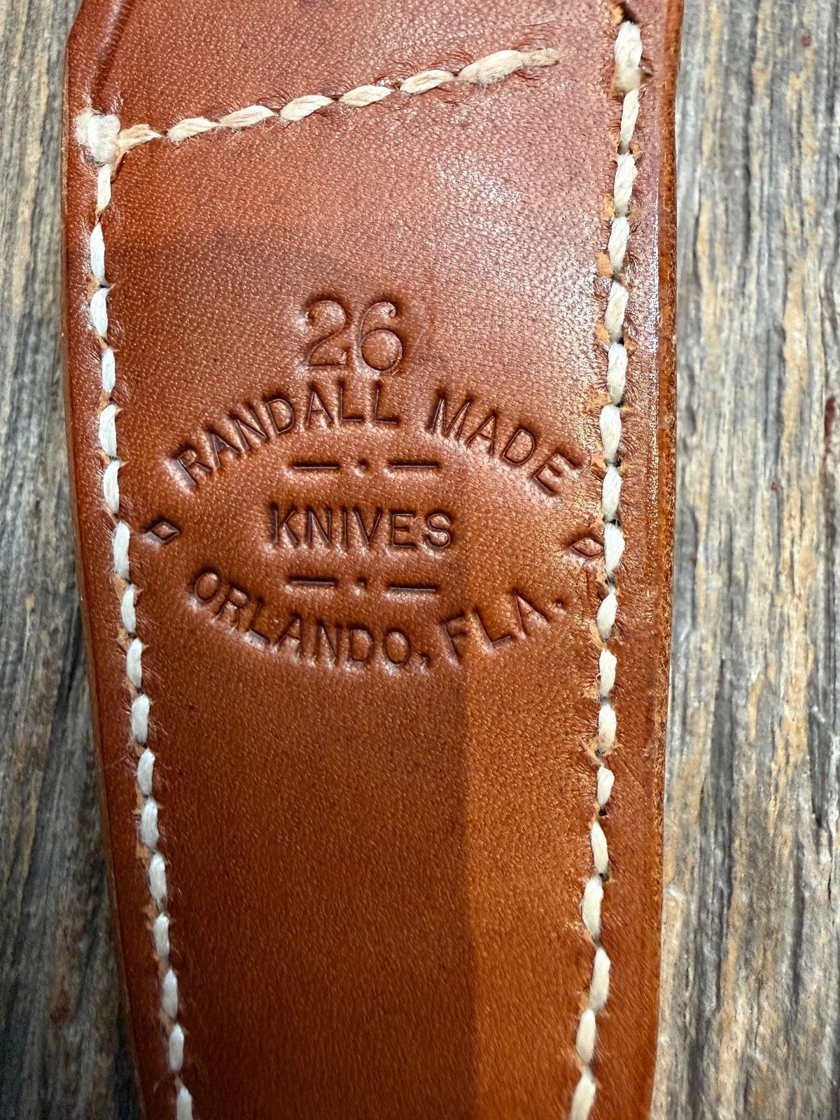 Randall Leather Knife Sheath Model 26  Linen stitched early Gutcher tuff find
