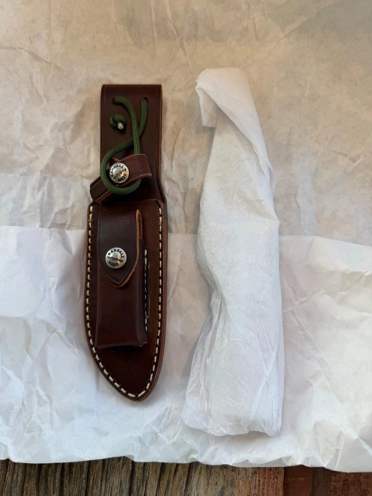 New Paper Randall Made Knife Model 23 Thuya Burl Wood Stainless Nickel Hilt