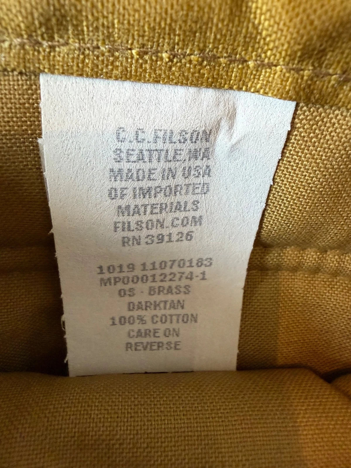 Filson New Tin Cloth Gun Sleeve Case Dark Tan 52 Oil Waxed #11070183 Made USA
