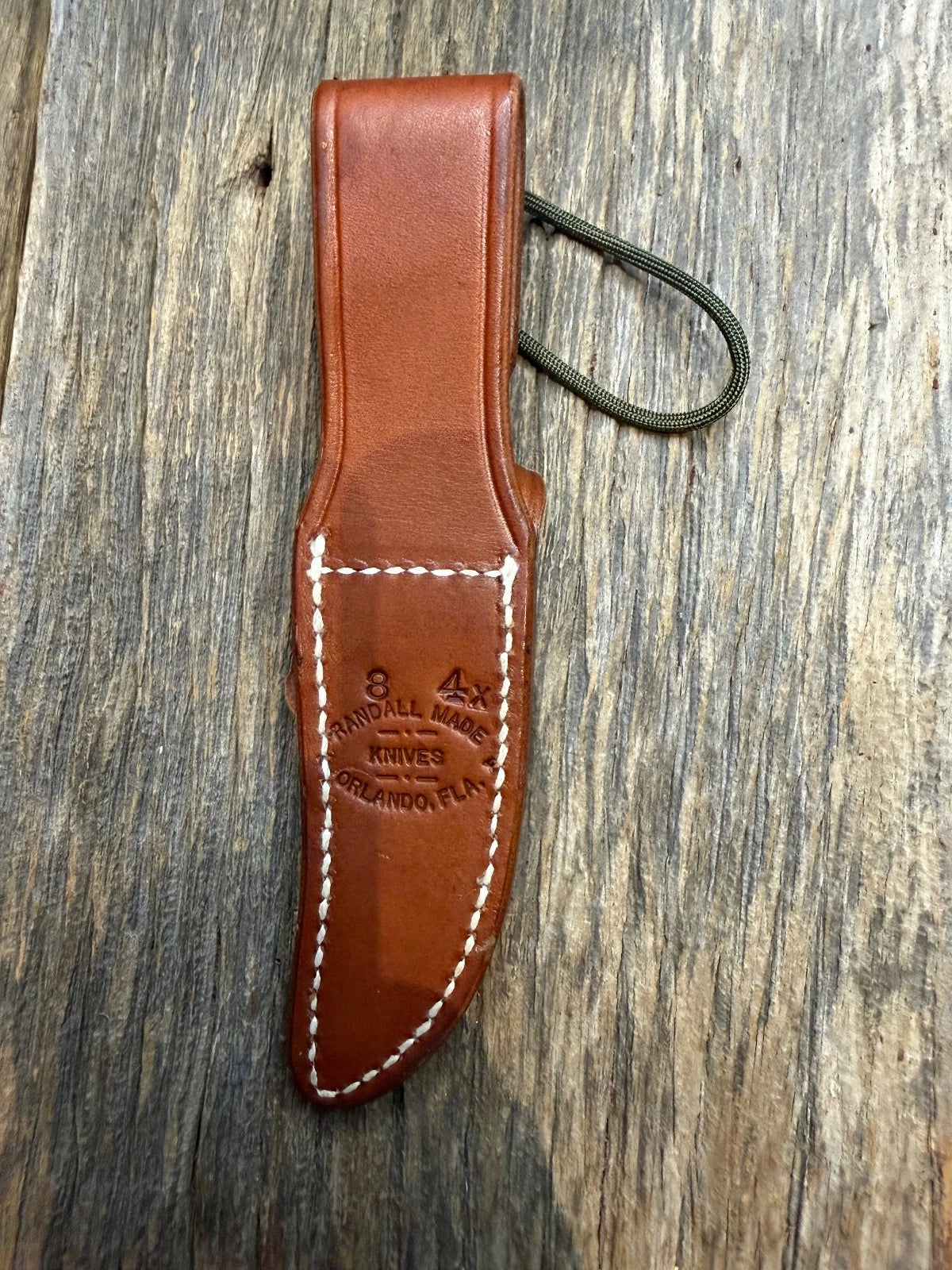 Randall Leather Knife Sheath Model 8-4X  Linen stitched early Gutcher tuff find