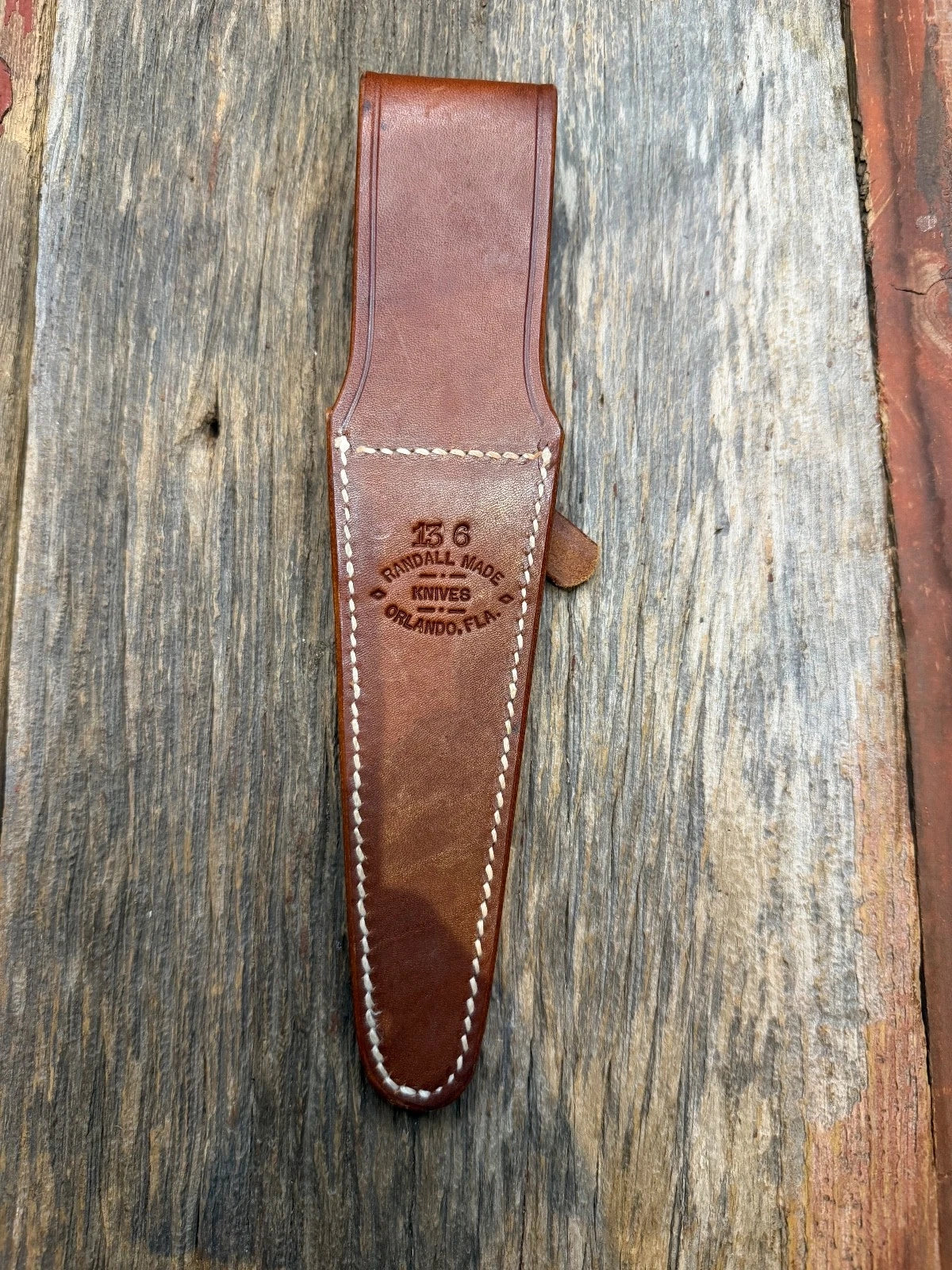 Randall Leather Knife Sheath Model 13-6  Linen stitched early Gutcher tuff find