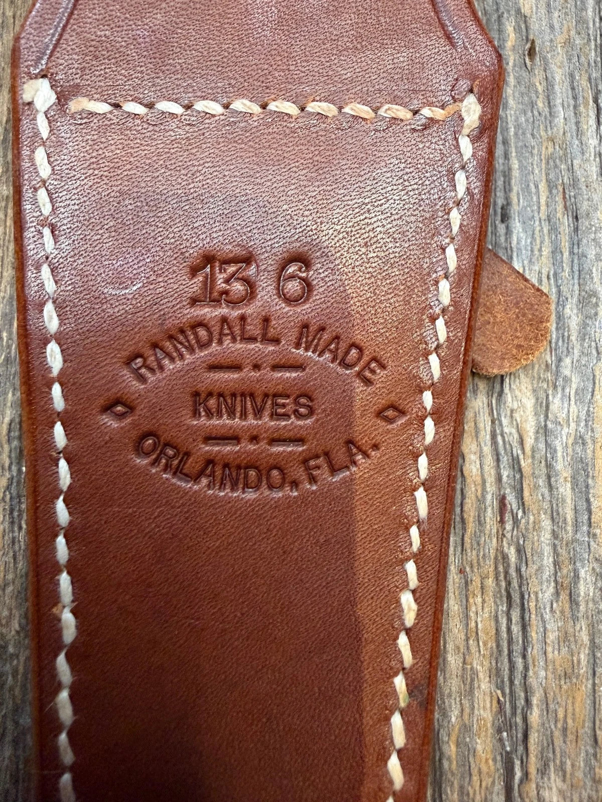 Randall Leather Knife Sheath Model 13-6  Linen stitched early Gutcher tuff find