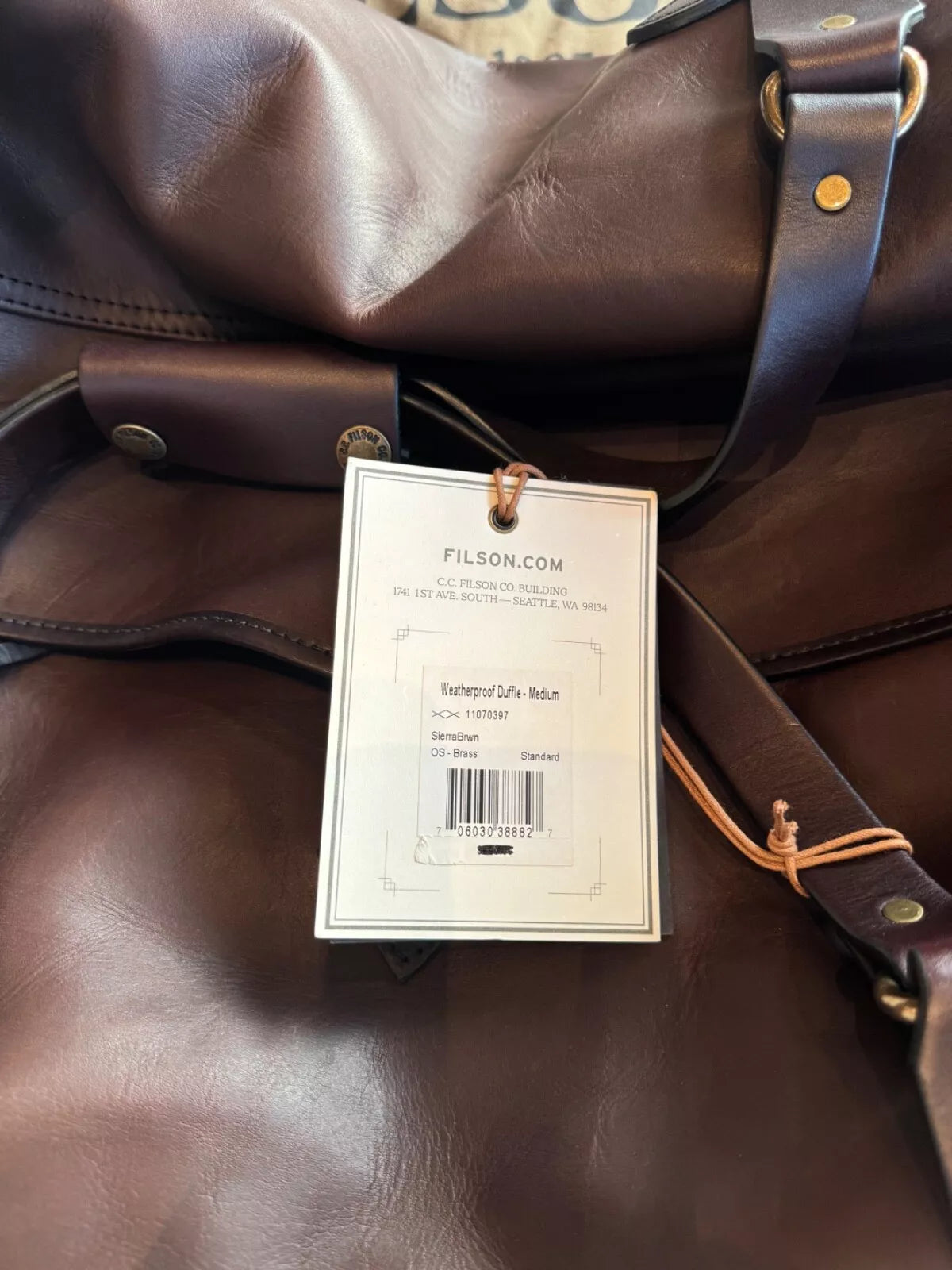 Filson NWT Weatherproof Leather Duffle Sierra Brown NWT Grail Rare 11070397