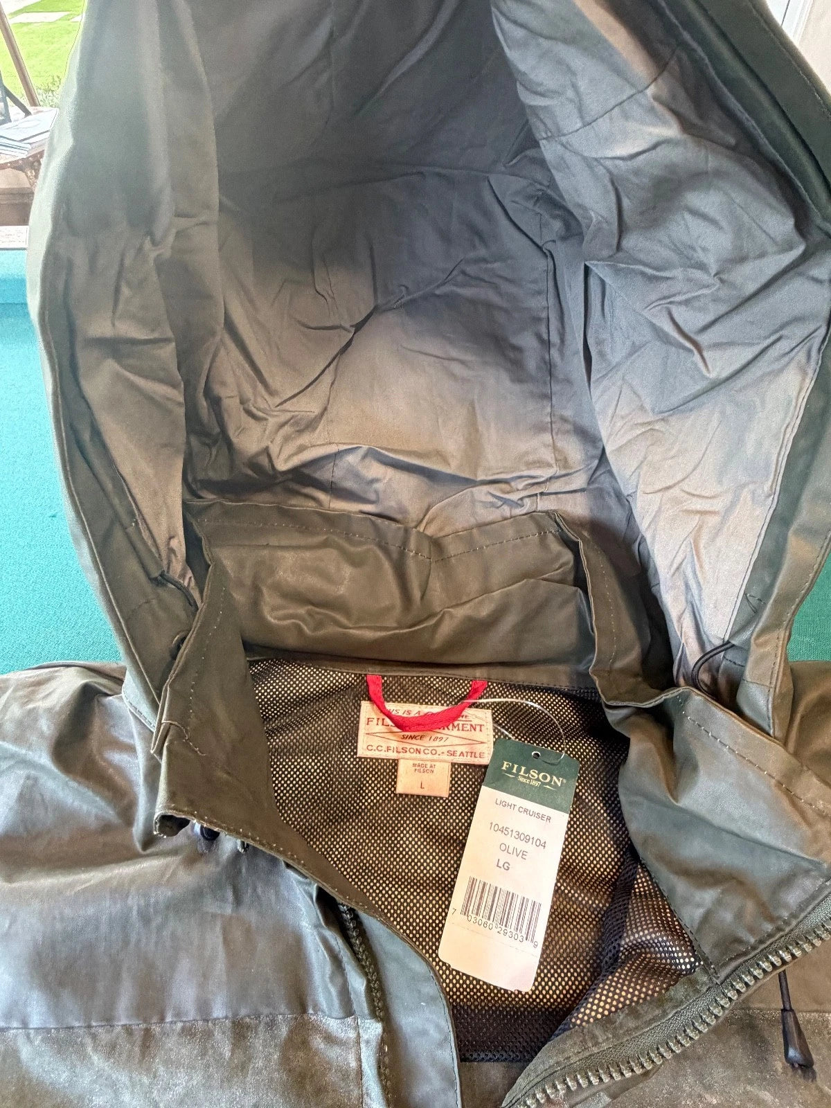 Filson Light Cruiser Soy Wax Jacket Olive L Rare NWT # 10451 USA Made Vintage