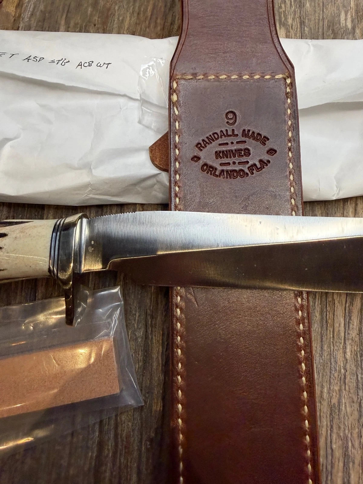 New in Paper Randall Made Knife Model 6-9 Stag Filet Steak Stainless Nickel Hilt