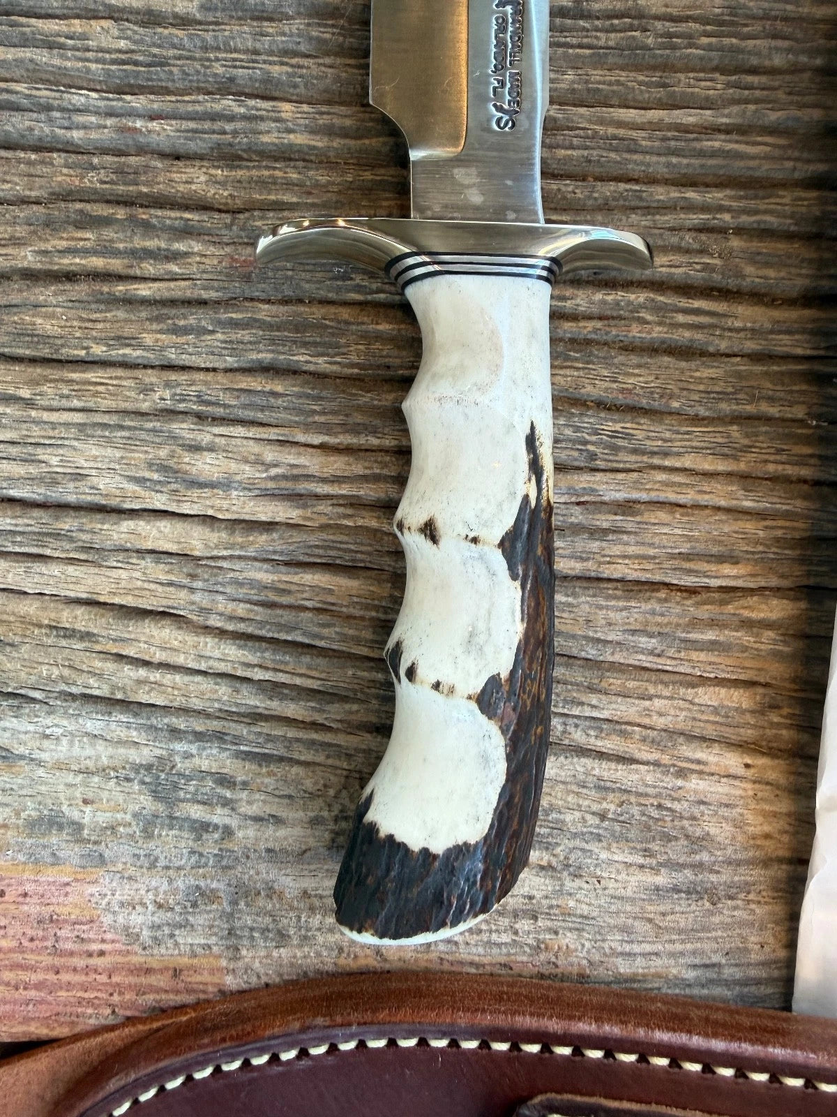 New in Paper Randall Made Knife Model 1-8 Stag Finger Grooves Stainless Nickel Hilt