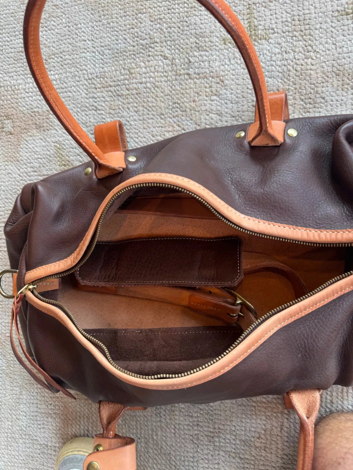 NWT Filson x Ranchlands Duffle Bag 20111492 MADE USA Leather Dark Brown Tan Rare