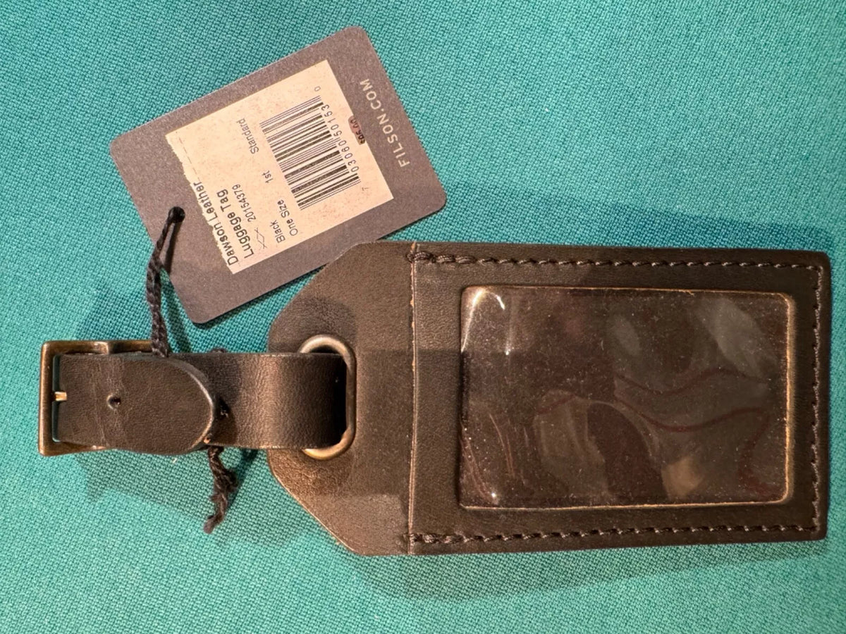 Filson Tags FILSON Dawson Leather LUGGAGE TAG Black Rare New with Tags Original Bo ...