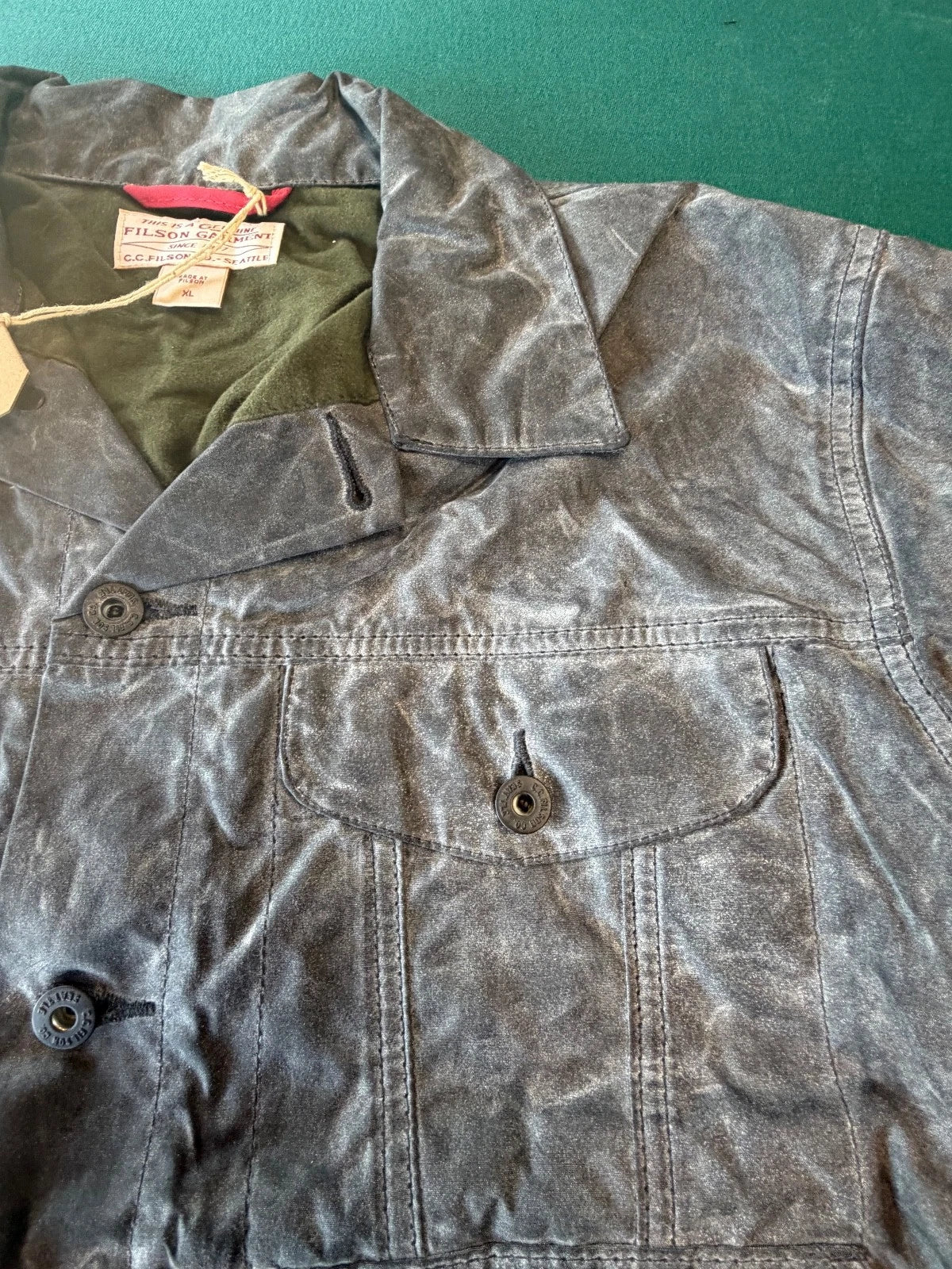 Filson Vintage NWT Short Lined Cruiser Jacket Soy Wax Black Gr # 10412 USA Rare Size XL