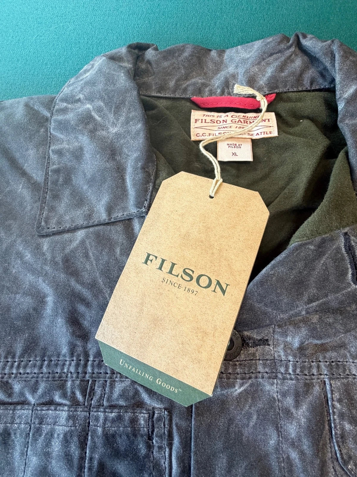 Filson Vintage NWT Short Lined Cruiser Jacket Soy Wax Black Gr # 10412 USA Rare Size XL