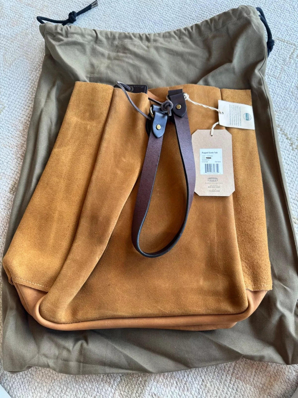 FILSON RUGGED SUEDE TOTE SADDLEBROWN ONE SIZE NWT RARE USA MADE LONG GONE!! -11070434