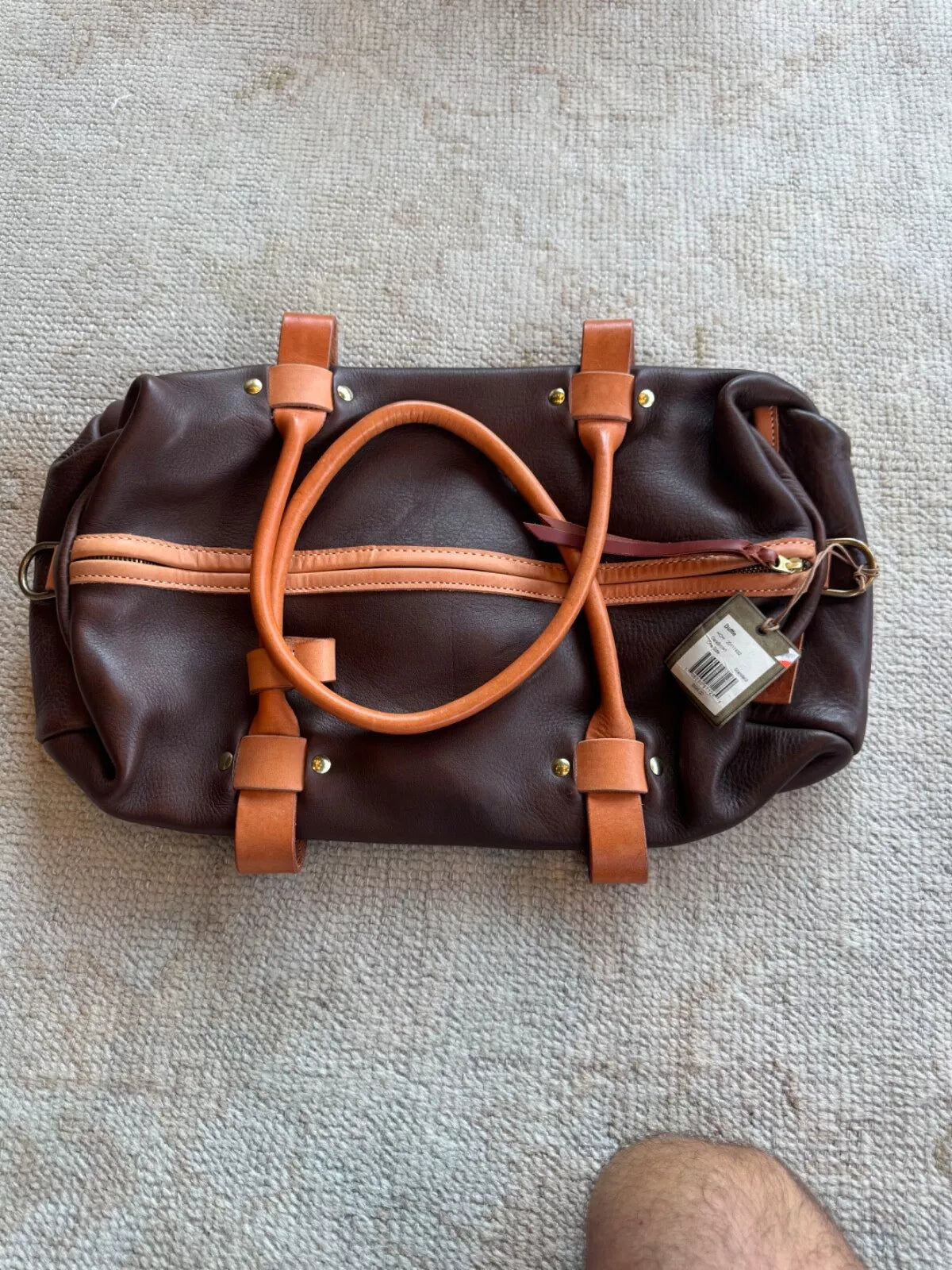NWT Filson x Ranchlands Duffle Bag 20111492 MADE USA Leather Dark Brown Tan Rare