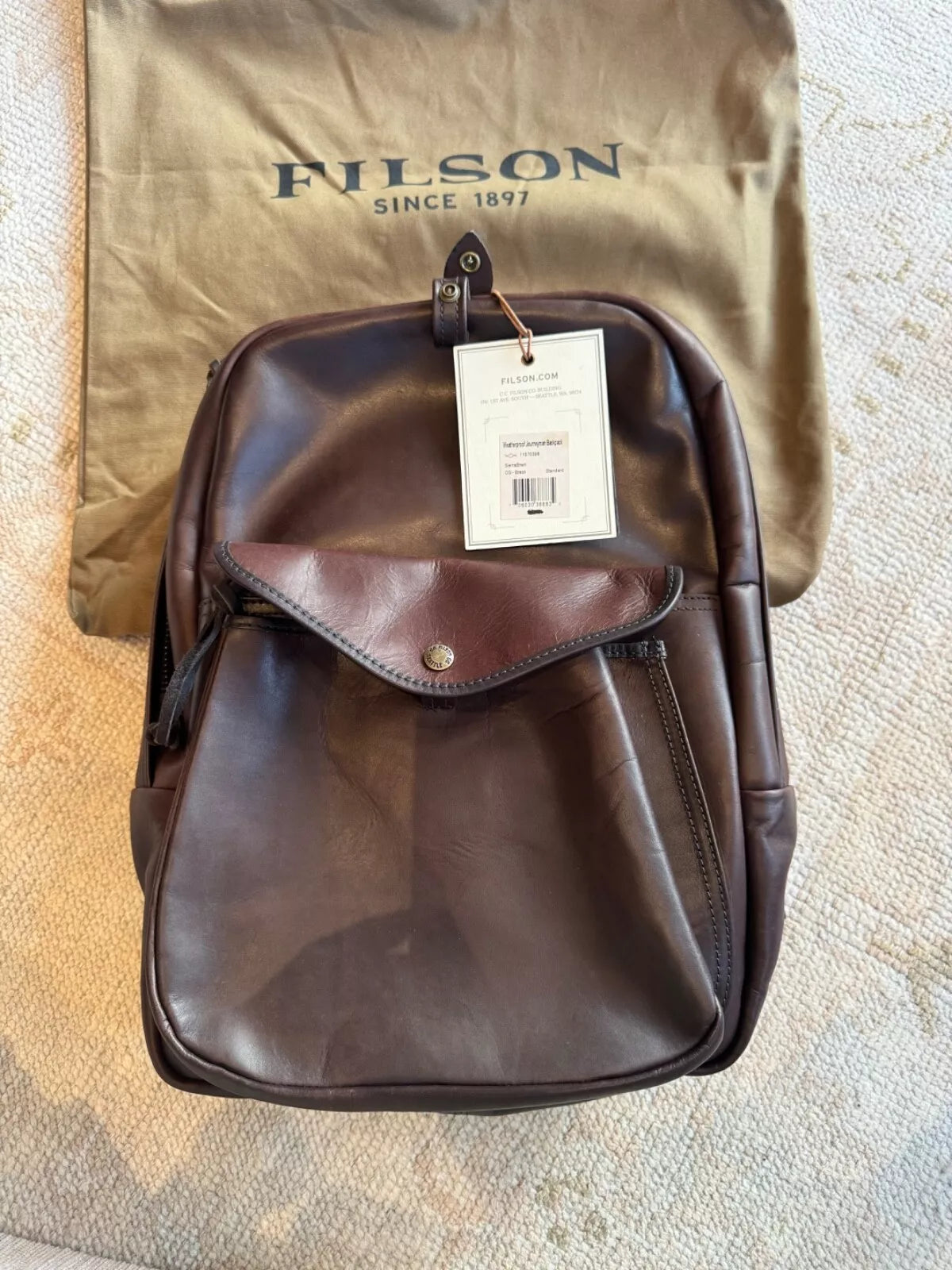 Filson NWT Weatherproof Leather Journeyman Backpack Sierra Brown NWT Grail Rare 11070398