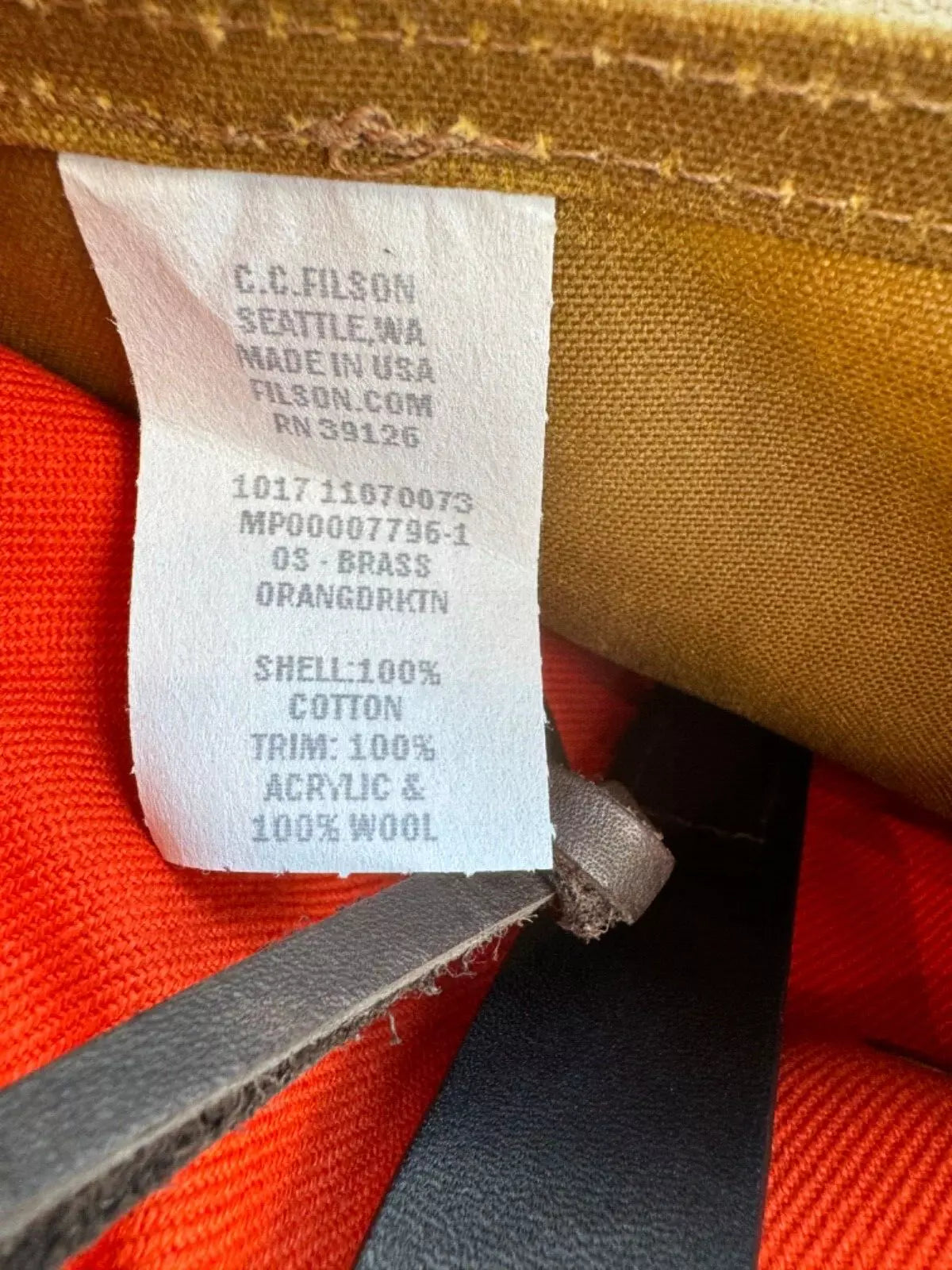 New Unused USA MADE Filson Heritage Sportsman Bag Orange and Dark Tan -11070073