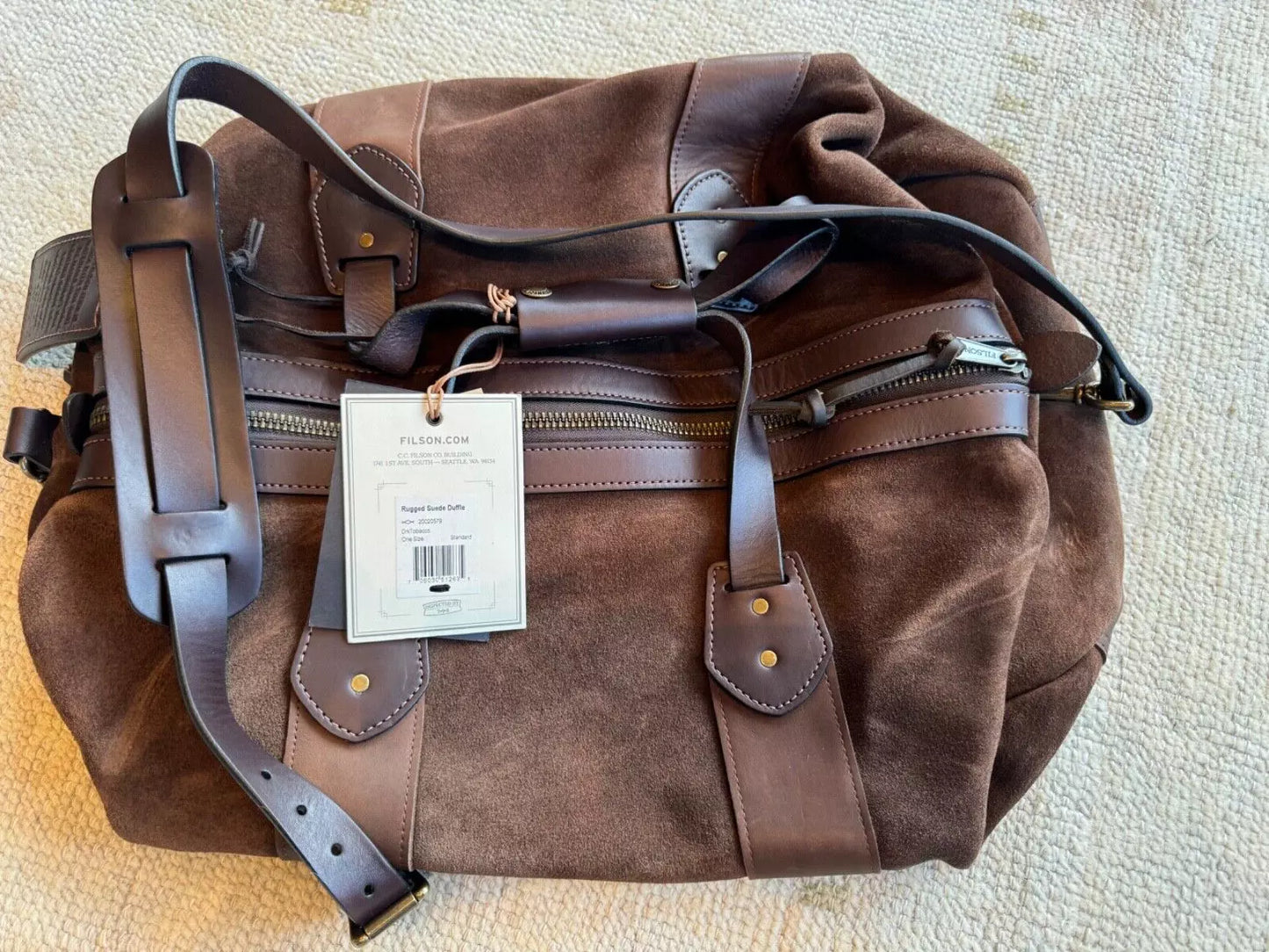 Grail Filson Rugged Suede Duffle Dark Tobacco New With Tags