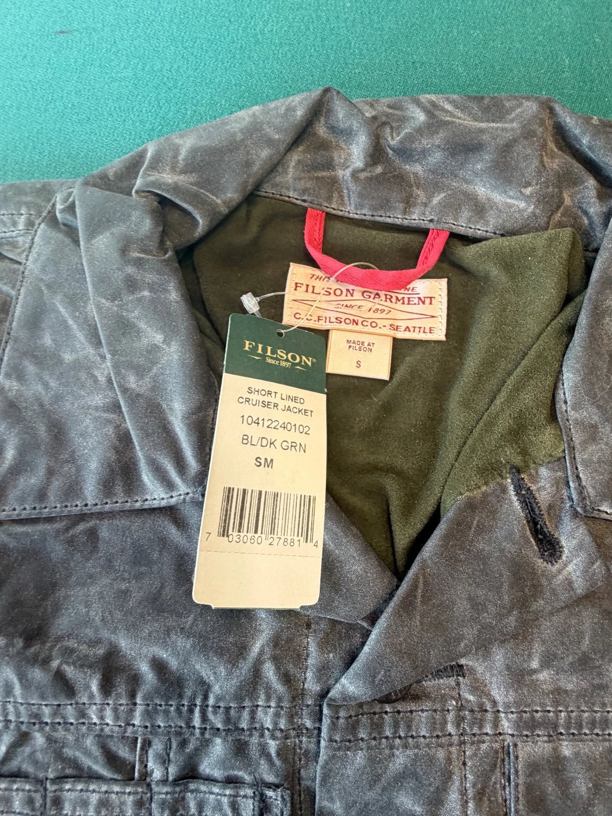Filson Vintage NWT Short Lined Cruiser Jacket Soy Wax Black Gr # 10412 USA Rare Small