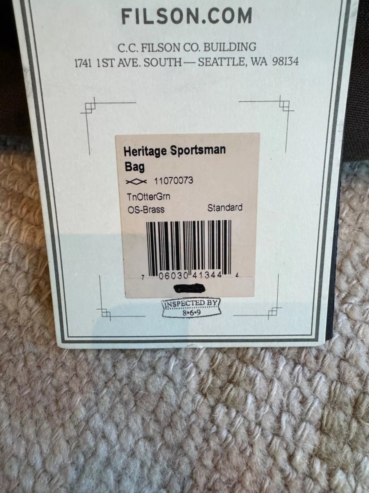 New Unused USA MADE Filson Heritage Sportsman Tan and Otter Green. -11070073